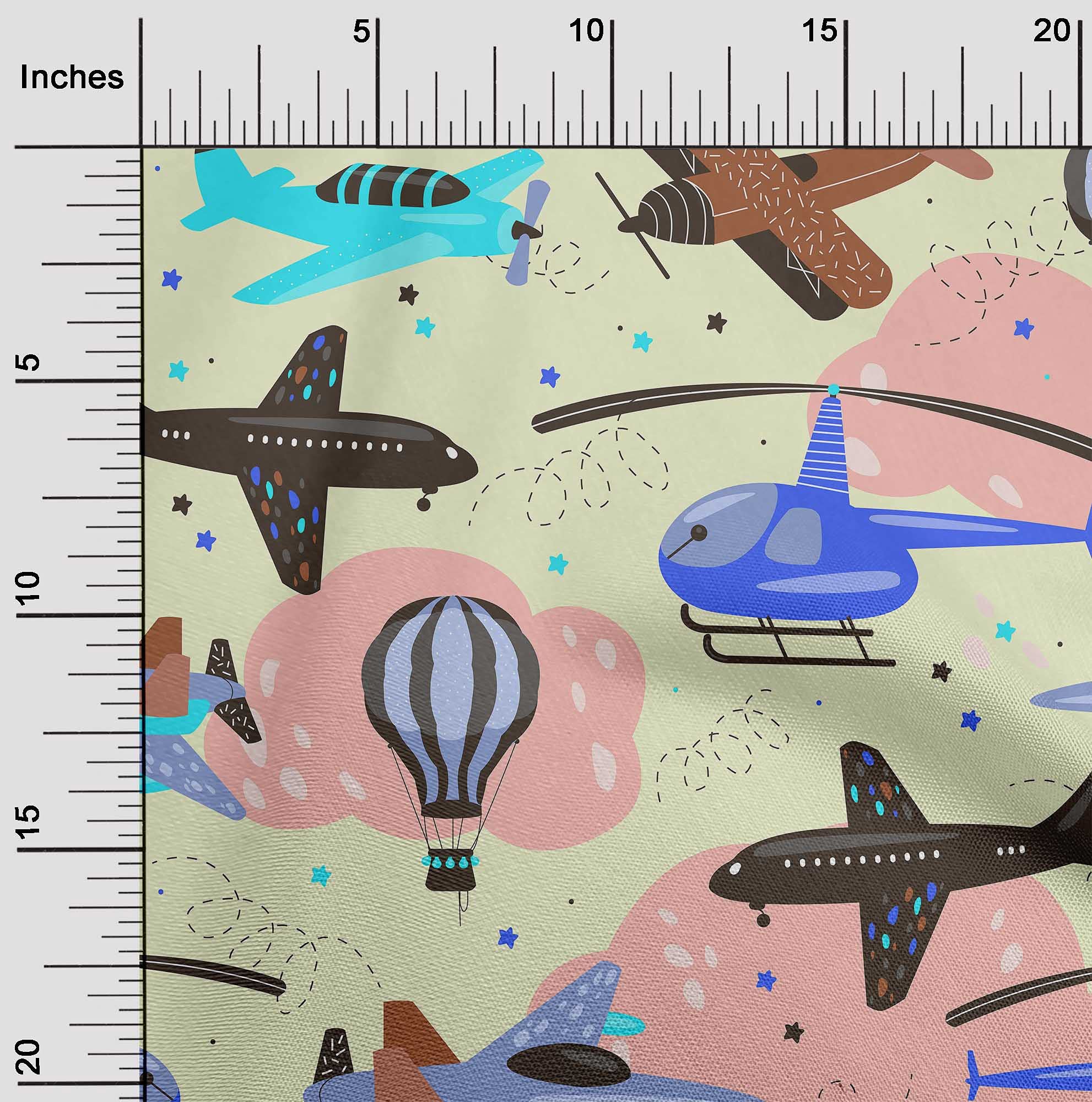 oneOone Viscose Jersey Beige Fabric - 60 Inch Wide Printed Fabric by The Yard for Airplane Nursery, Kids Craft Projects, Home Decor & DIY Sewing - Soft & Durable Material for Quilting, Clothing & Crafting