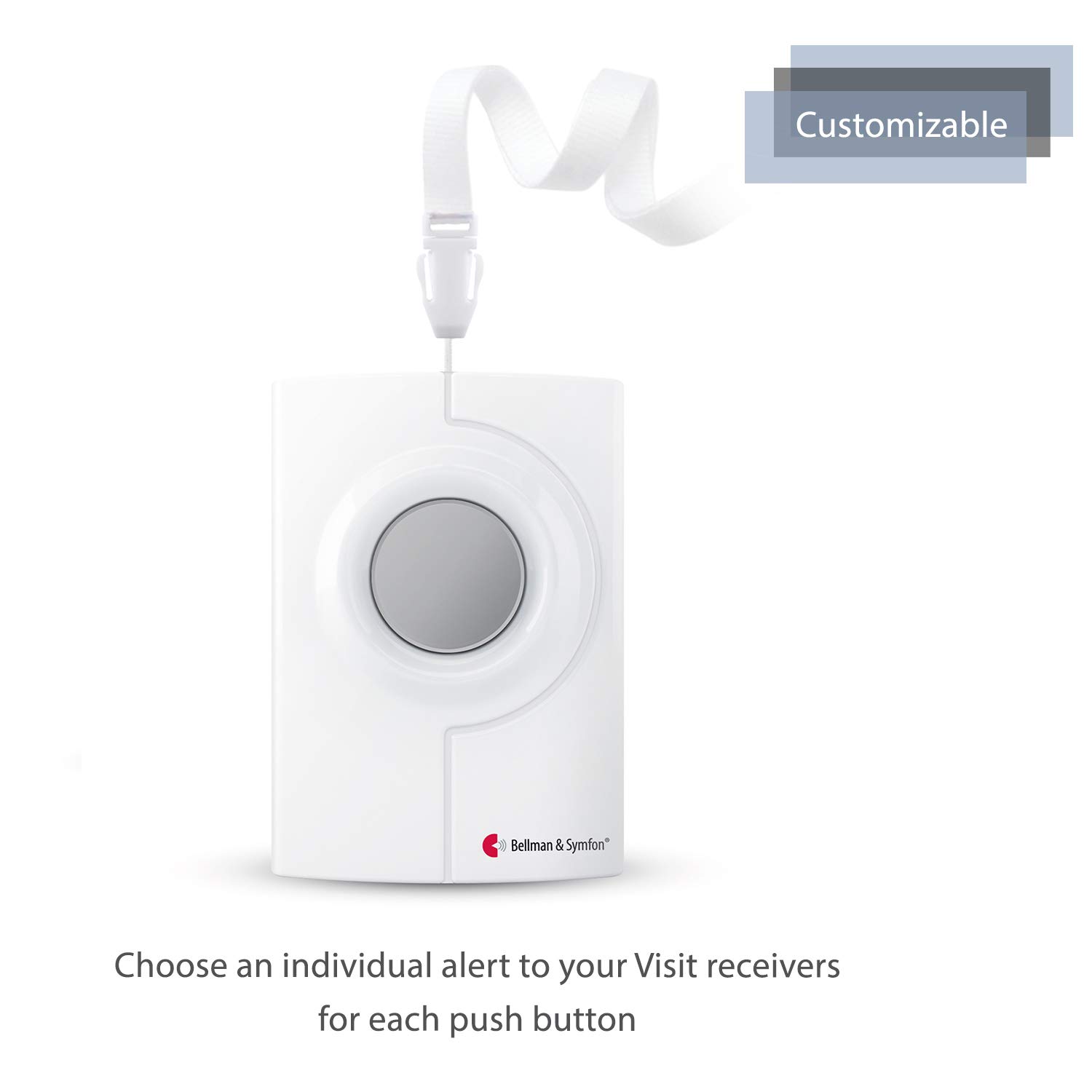 Bellman & Symfon Wireless Push Button Transmitter - Easy to Use Doorbell Alert System for Deaf & Hard of Hearing - Smart Home Safety Alarm for Elderly & Disabled - Perfect for Home, Office & Nursing Care Facilities