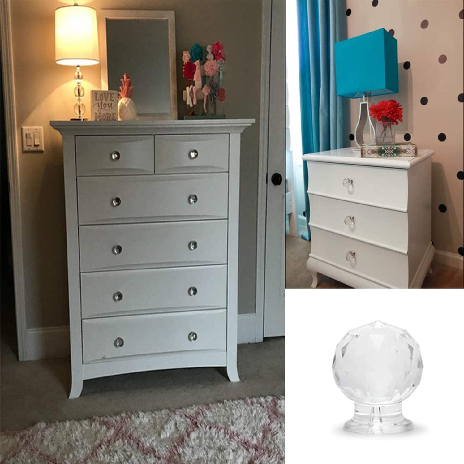 12Pcs Crystal Knobs - Clear Acrylic Diamond Pull Handles for Drawers & Cabinets | Home Decor Upgrade