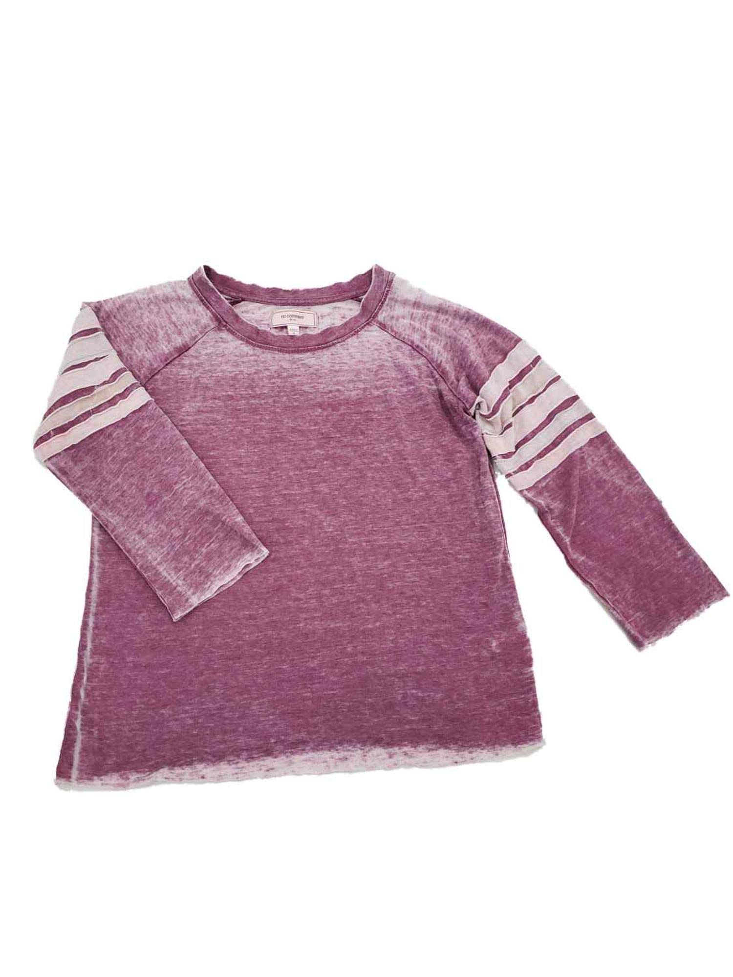 Women's Burgundy Faded Striped Raw Hem T-Shirt - Casual Vintage Tee for Everyday Wear | Perfect for Street Style, Weekend Outfits & Layering Looks