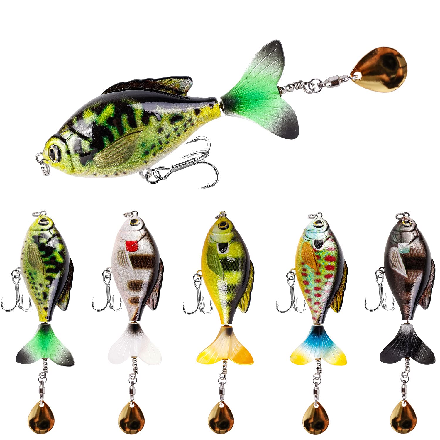 Topwater Bass Fishing Lure Set - Floating Rotating Tail Hard Bait Swimbaits with Slow Sinking Action - Artificial Lures Tackle Kit for Freshwater & Saltwater Fishing | Perfect for Bass, Trout, and Walleye
