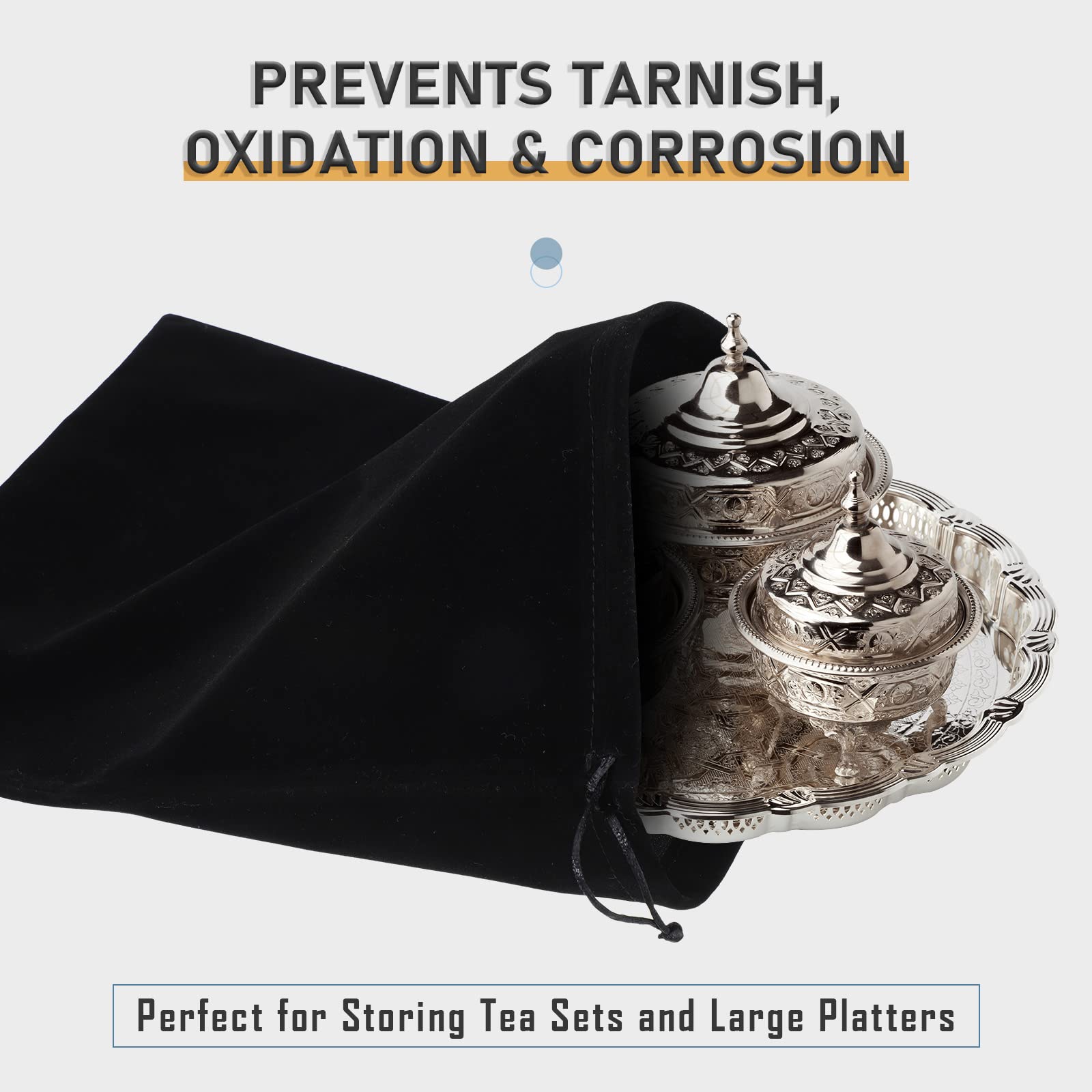 10-Pack Silver Storage Bags - 9x11.8 Inch Anti-Tarnish Fabric Jewelry Organizer for Silverware, Flatware & Silverplate Protection | Jewelry Storage, Travel & Home Organization