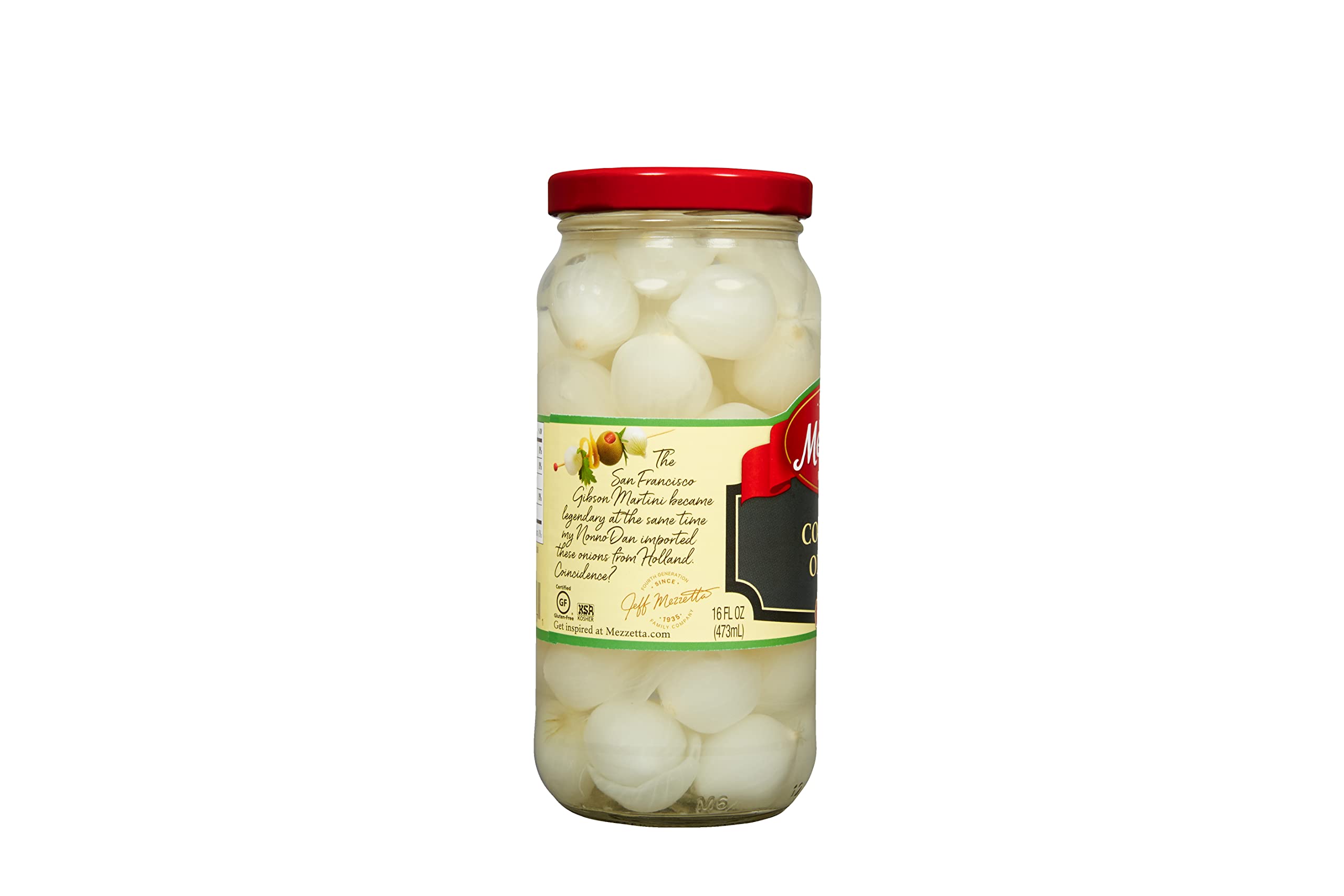 Mezzetta Cocktail Onions - Gluten Free, Keto & Kosher Certified - 16 fl oz Jar (6-Pack) - Perfect for Martinis, Bloody Marys & Charcuterie Boards