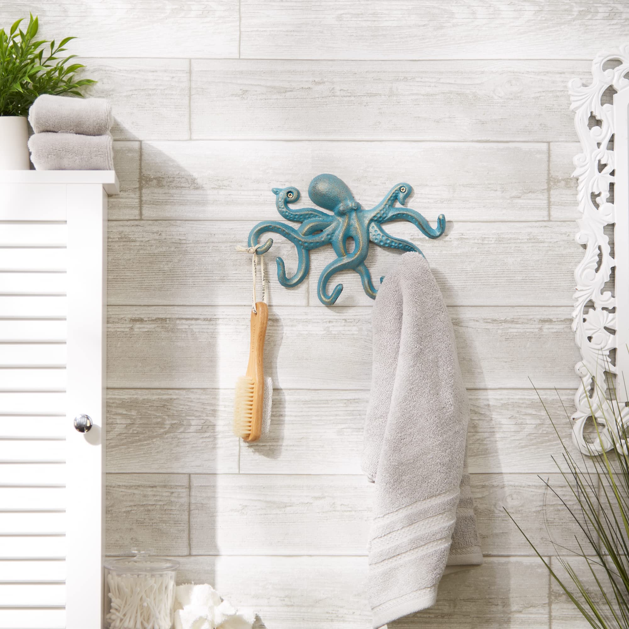 DII Decorative Cast Iron Wall Hook Collection - Octopus Design for Hanging Coats, Hats & Keys | Perfect for Entryway, Bedroom & Bathroom Organization