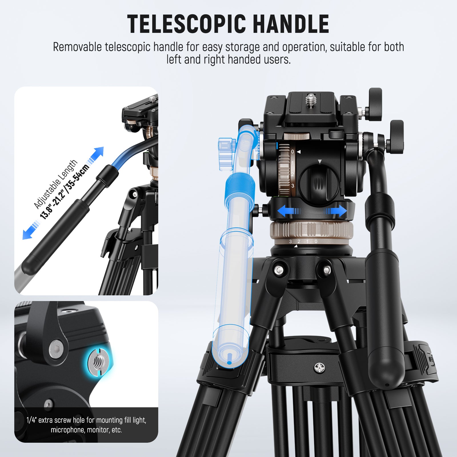 NEEWER TH45 Professional Tripod Fluid Head with Adjustable Damping - Perfect for Video Recording, Photography & Live Streaming