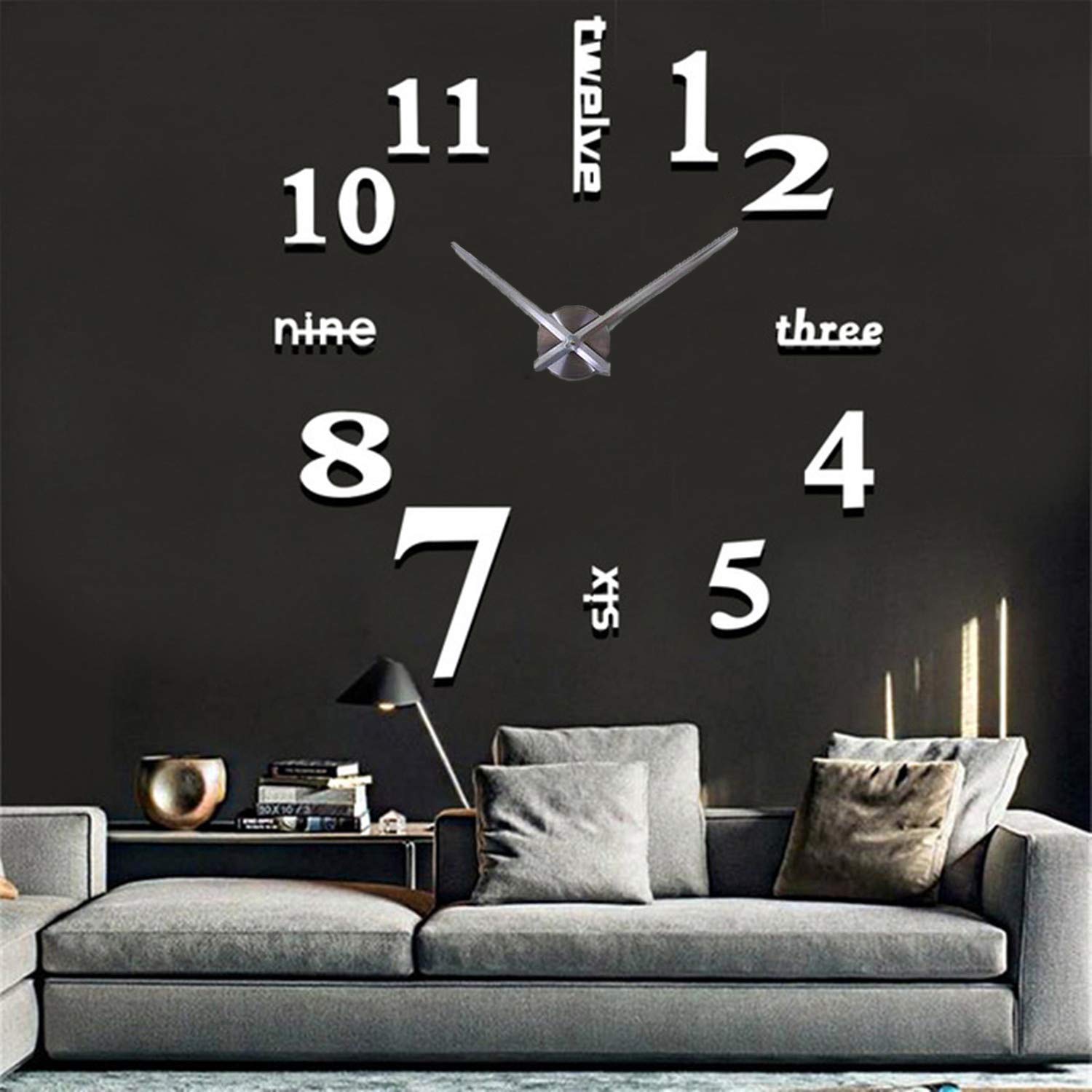 Elikeable Modern 3D Frameless Large DIY Wall Clock - Silent Non-Ticking Home Decor for Living Room, Bedroom, Office (White) | Perfect for Home, Office & Gift Giving