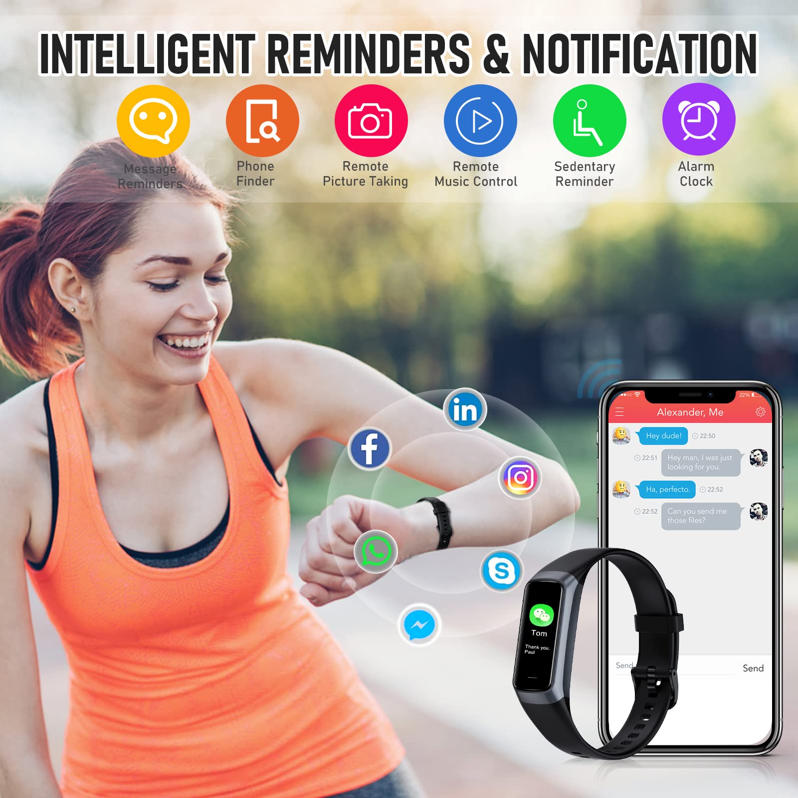 Smart Fitness Tracker Watch with 24/7 Heart Rate Monitor, Blood Oxygen & Blood Pressure Tracking, Sleep Analysis - Step Counter & Activity Tracker for Women & Men - Compatible with Android & iOS - Perfect for Running, Gym Workouts & Daily Health Monitoring
