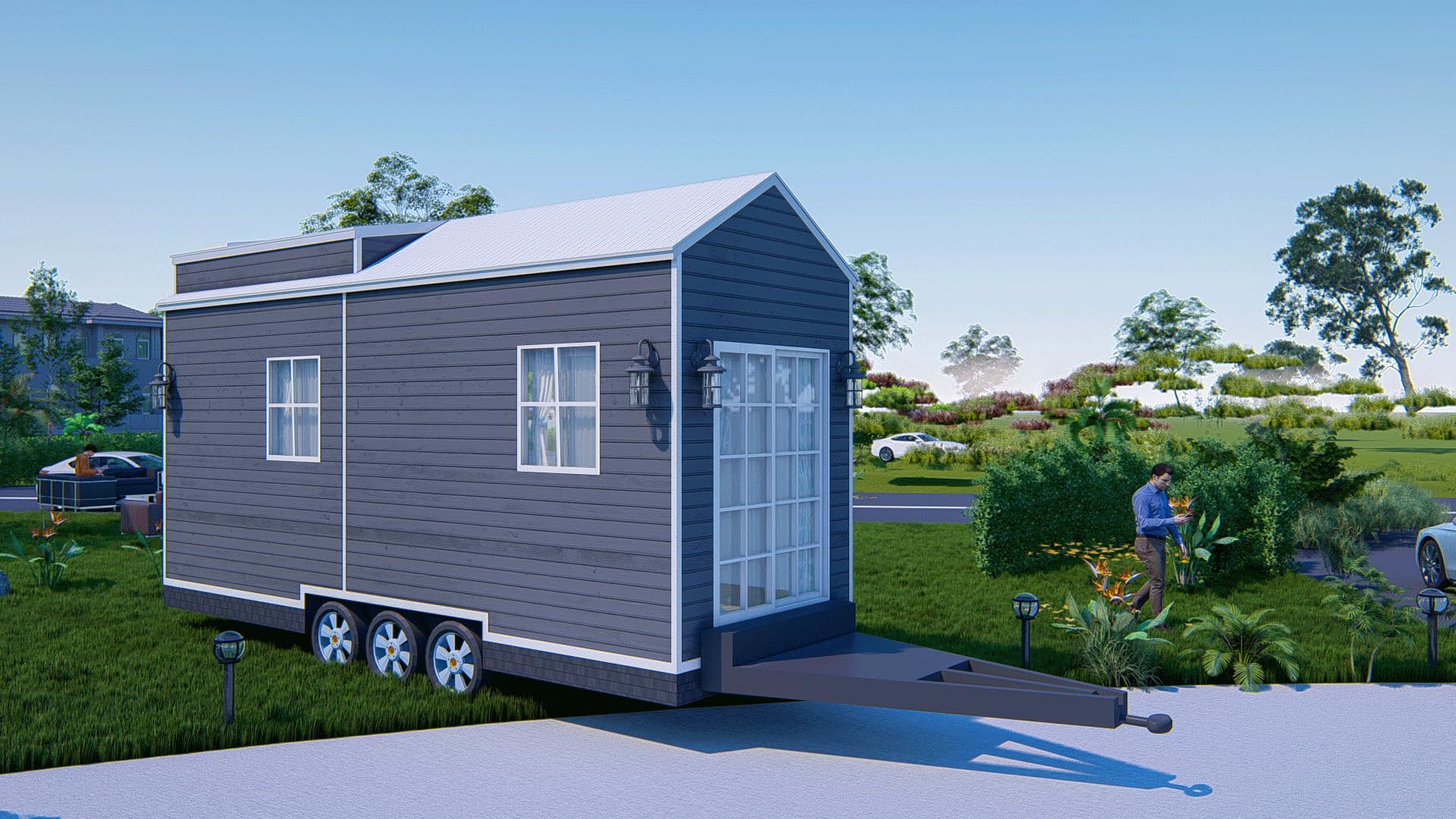 23.5'x8' Tiny Mobile Home with Loft - 188 Sq Ft Living Space with Kitchen, Desk & Bathroom | Perfect for Off-Grid Living, Vacation Homes & Backyard Guest Houses