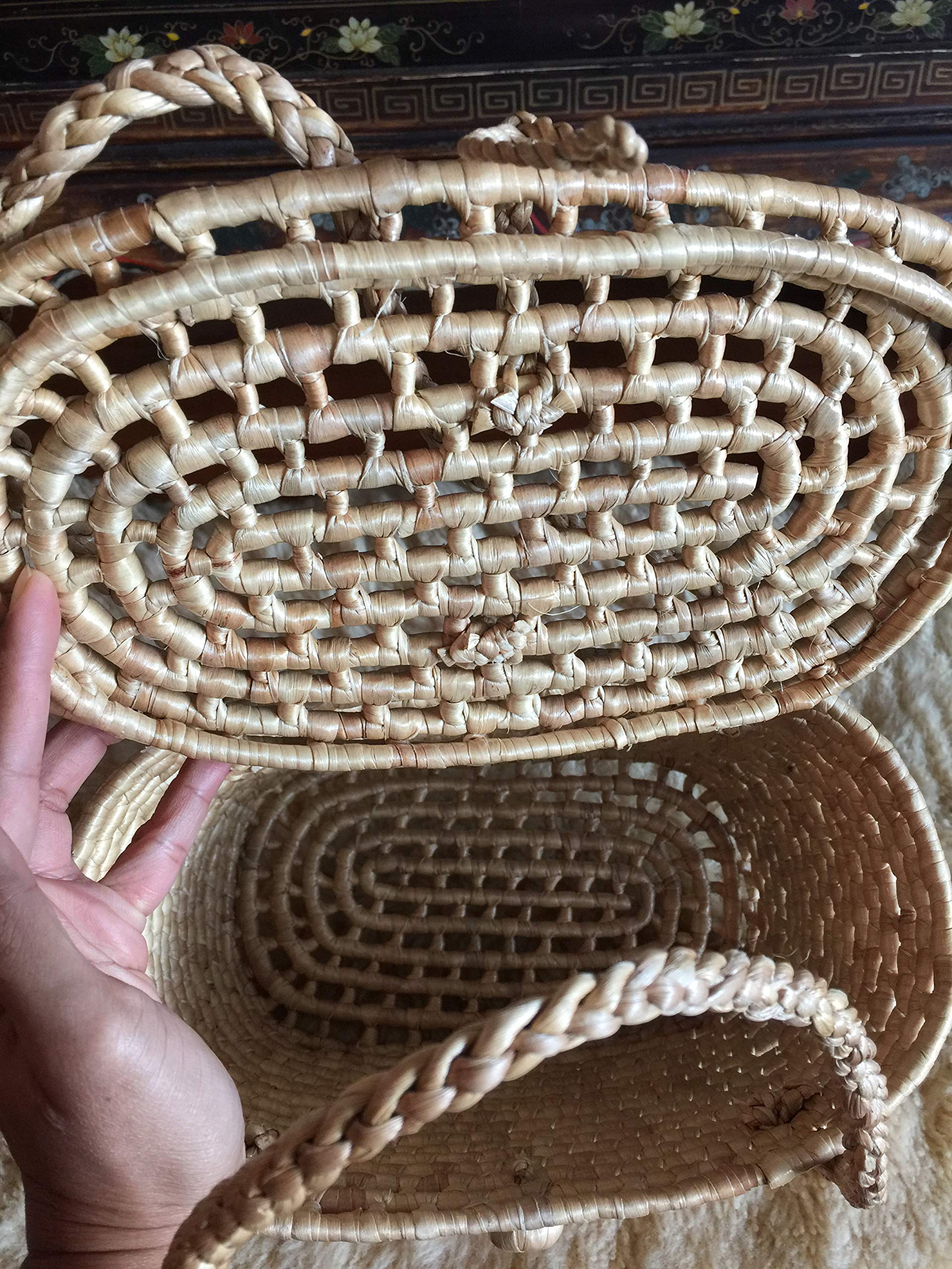 Stylish Handwoven Straw Tote Bag with Top Handles - Eco-Friendly Summer Beach Bag for Women, Perfect for Shopping, Market & Picnic Use