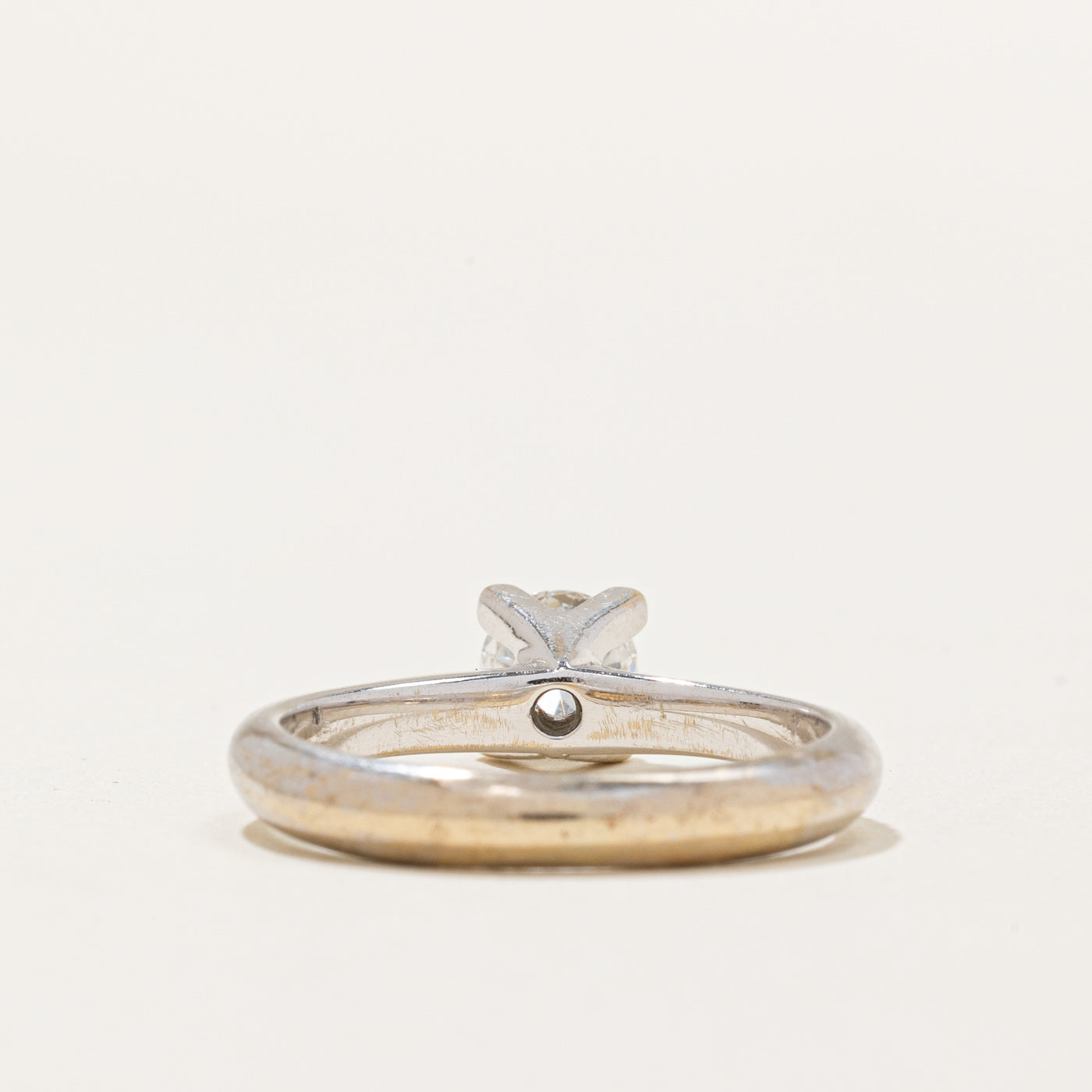 Solitaire Diamond Engagement Ring 18k White Gold 0.46ct Round Cut Center Stone with 0.06ctw Side Stones - Size 5.25 - Perfect for Proposals, Anniversaries & Special Occasions