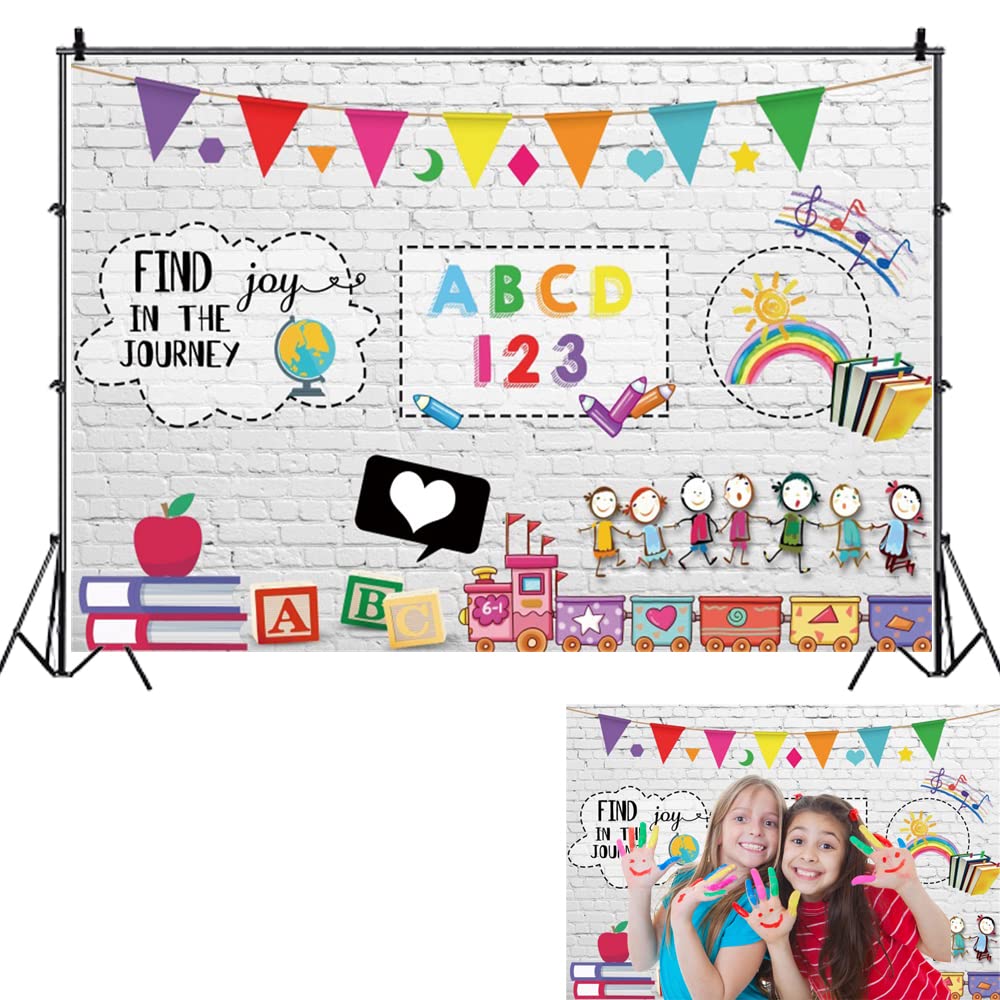 ABC Photography Backdrop 7x5ft - Virtual Classroom & Online Teaching Background for Teachers, VIP Kids, School & Remote Learning - Perfect for Zoom Classes, Homeschooling & Video Conferences