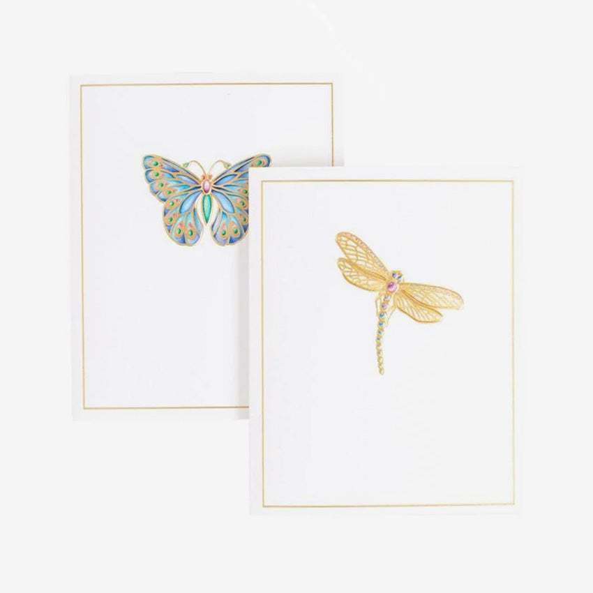 Caspari Jeweled Insects Foil Embossed Assorted Note Cards - Elegant Greeting Cards for Birthdays, Thank You Notes & Special Occasions