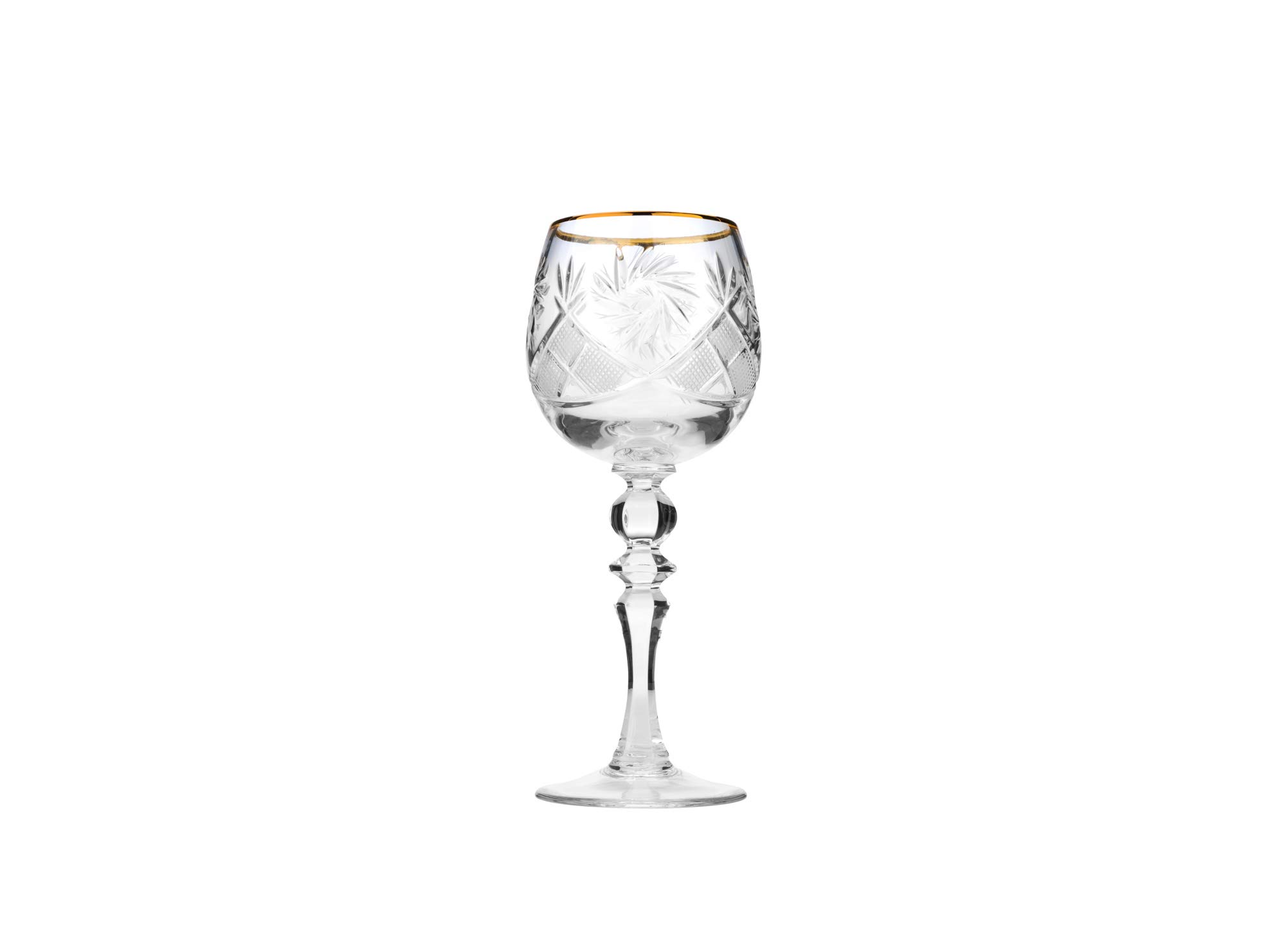 Premium Neman TM7565G-X Crystal Gold Wine Glasses Set of 6 - Elegant Stemware for Red & White Wine - Perfect for Dinner Parties, Weddings & Home Entertaining