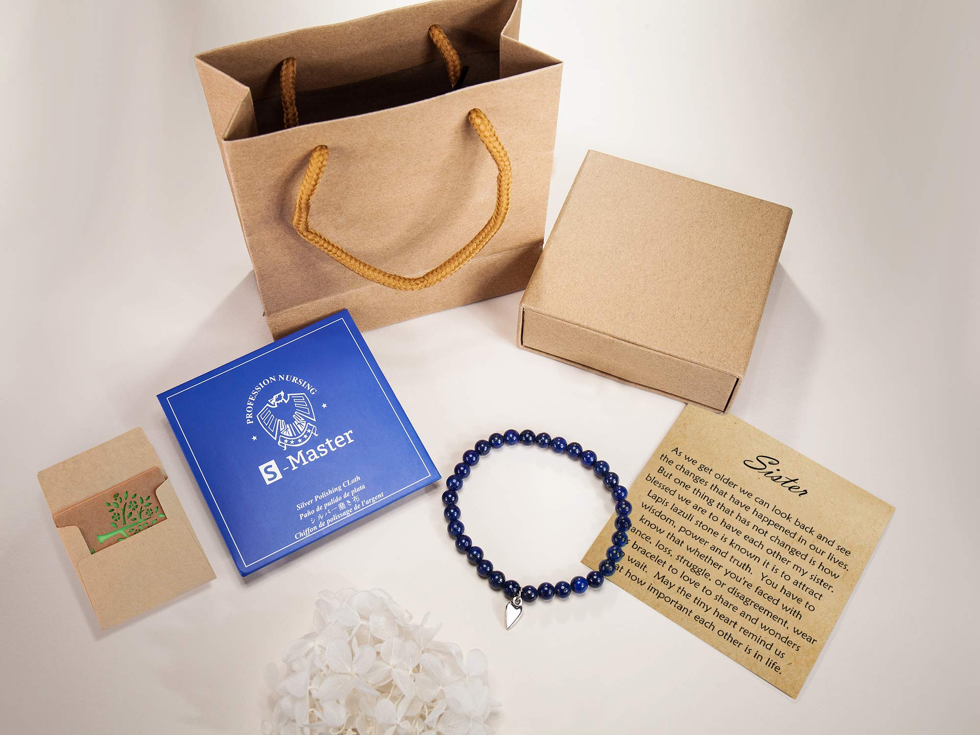 Personalized Beaded Bracelet for Women - Sister Gift with Inspirational Message Card & Elegant Gift Box - Perfect for Birthday, Anniversary & Special Occasions