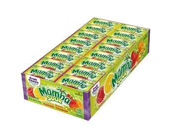 Sour Mamba Fruit Chews Candy - 6 Pieces per Pack (48 Packs Total) | Tangy & Sweet Assorted Flavors for Parties, Snacks, and Office Treats