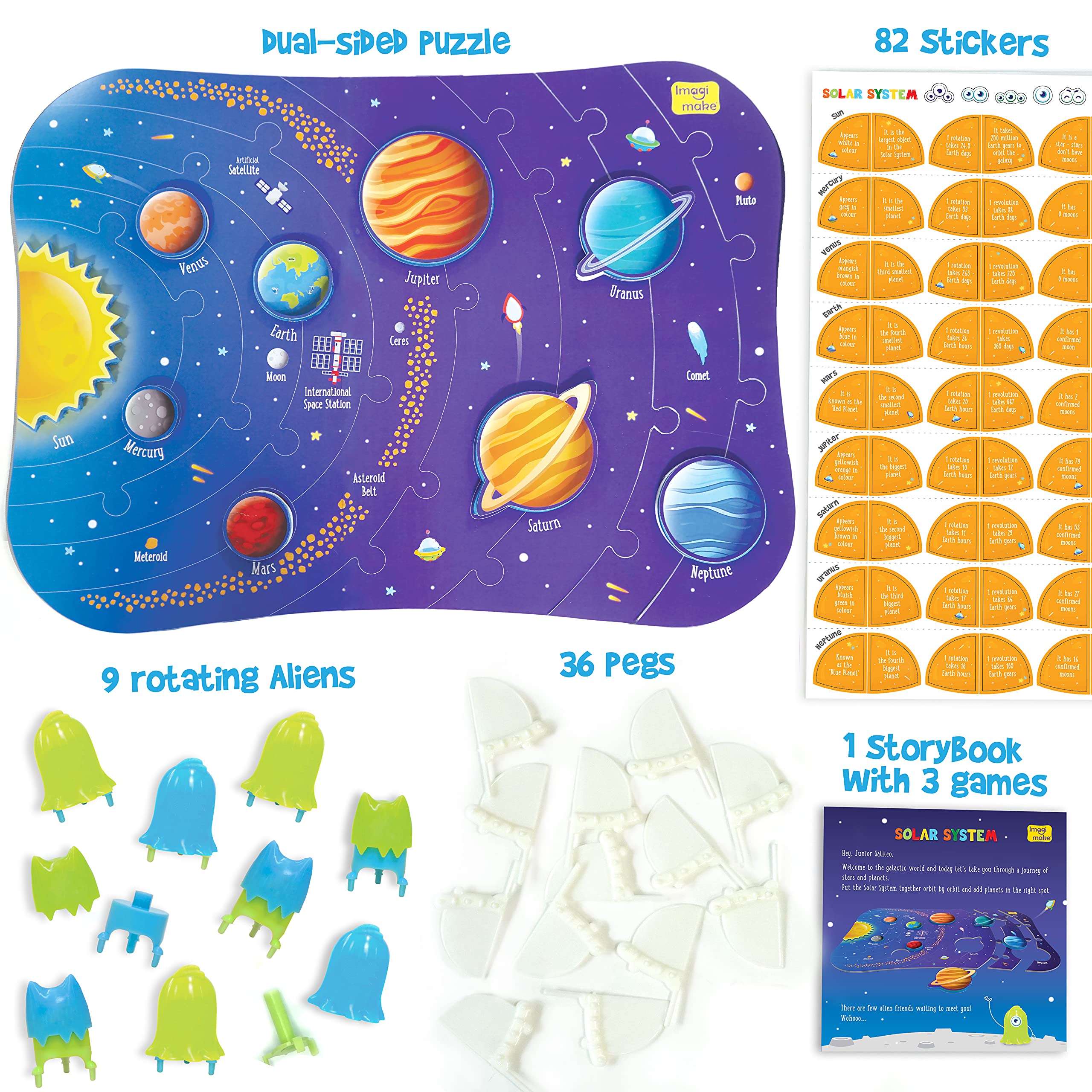 Imagimake Solar System Puzzle for Kids 5-8 | Educational Space Toy | Perfect Gift for 6 Year Olds | Fun Learning Activity