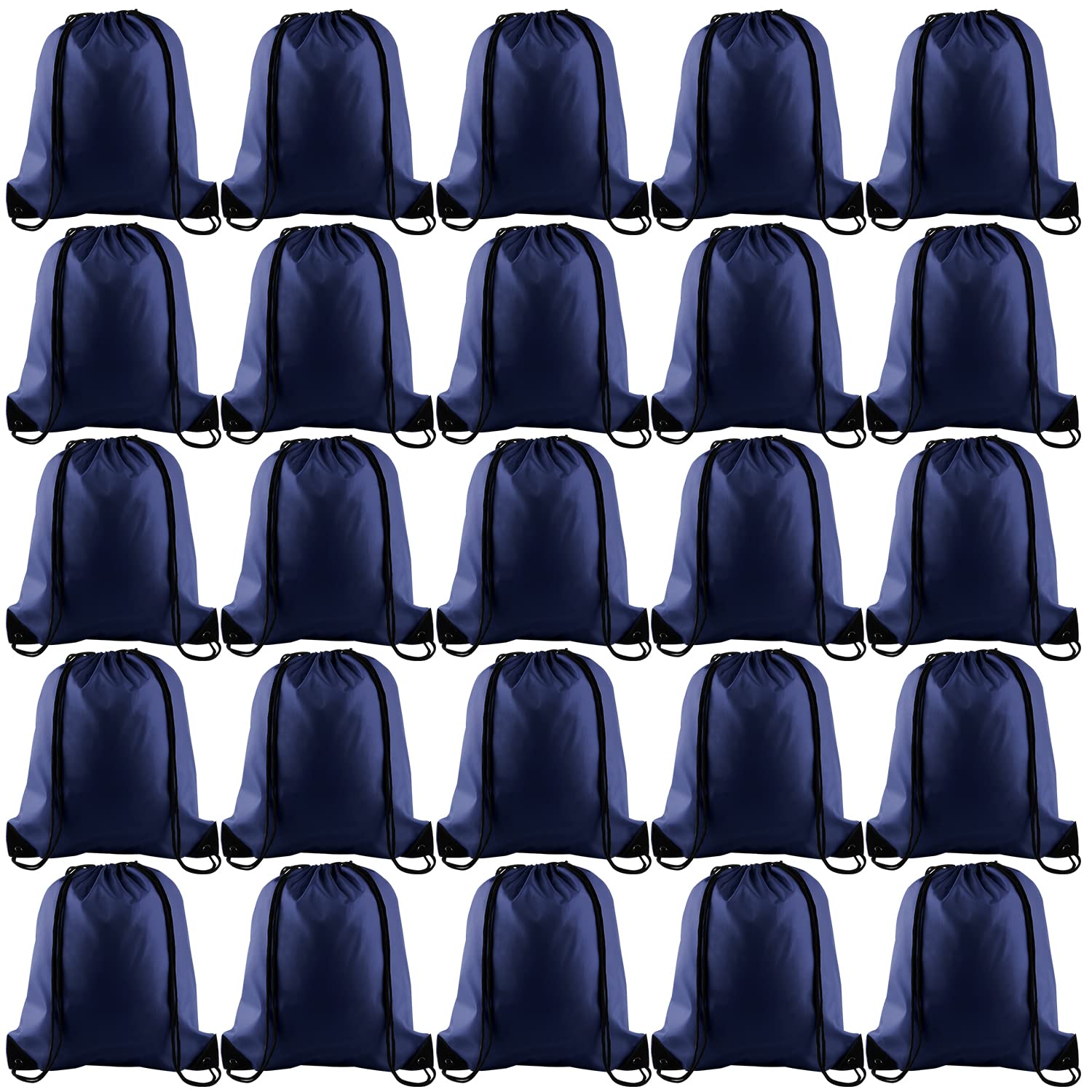 KUUQA 50Pcs Navy Blue Drawstring Backpacks - Bulk Sports Bags for Gym, Travel & Storage | Lightweight String Bags for School, Beach, Camping & Events