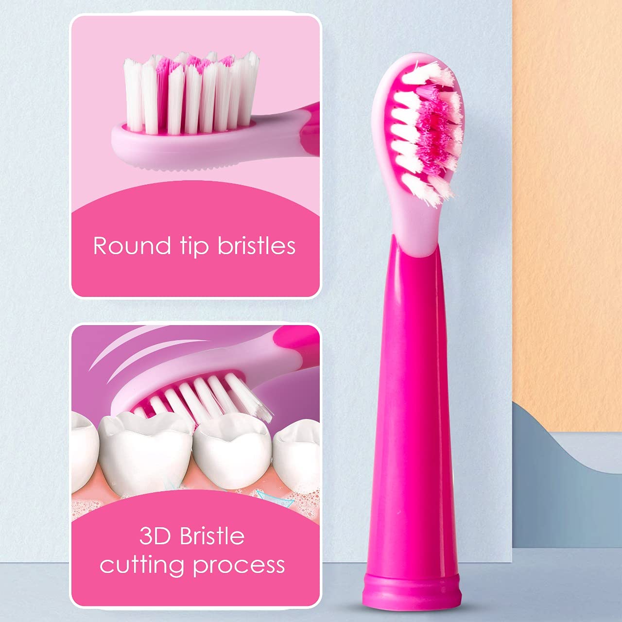 Agaro REX Replacement Brush Heads - 2 Pack Pink Refills for Electric Toothbrush | Perfect for Travel & Daily Oral Care