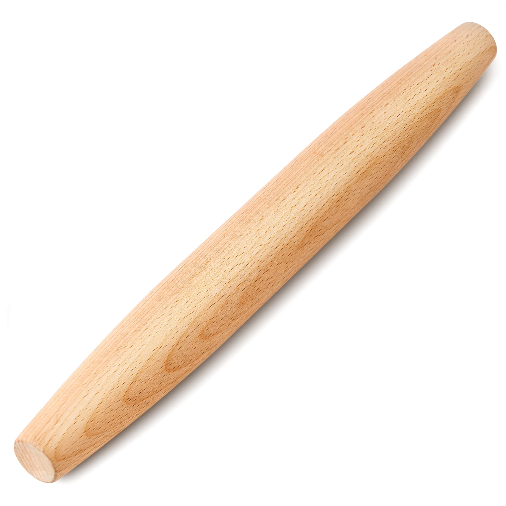 11.8 Inch French Beech Wood Rolling Pin for Baking - Tapered Dough Roller for Pizza, Pie Crust, Cookies, Fondant & Dumplings | Perfect for Home Bakers & Professional Kitchens
