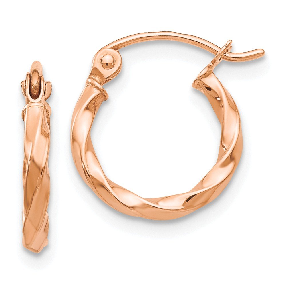 14K Rose Gold Twisted Hoop Earrings for Women - Elegant Jewelry Gift for Her - Perfect for Weddings, Parties & Everyday Wear | Jewels By Lux
