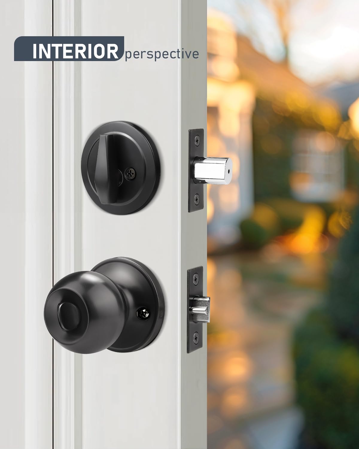 5 Pack Matte Black Entry Door Knob Lockset & Single Cylinder Deadbolt Combo Set - Keyed Alike Exterior Knob Lock & Deadbolt for Front Door, Back Door & Gate - Secure Your Home, Office & Rental Property