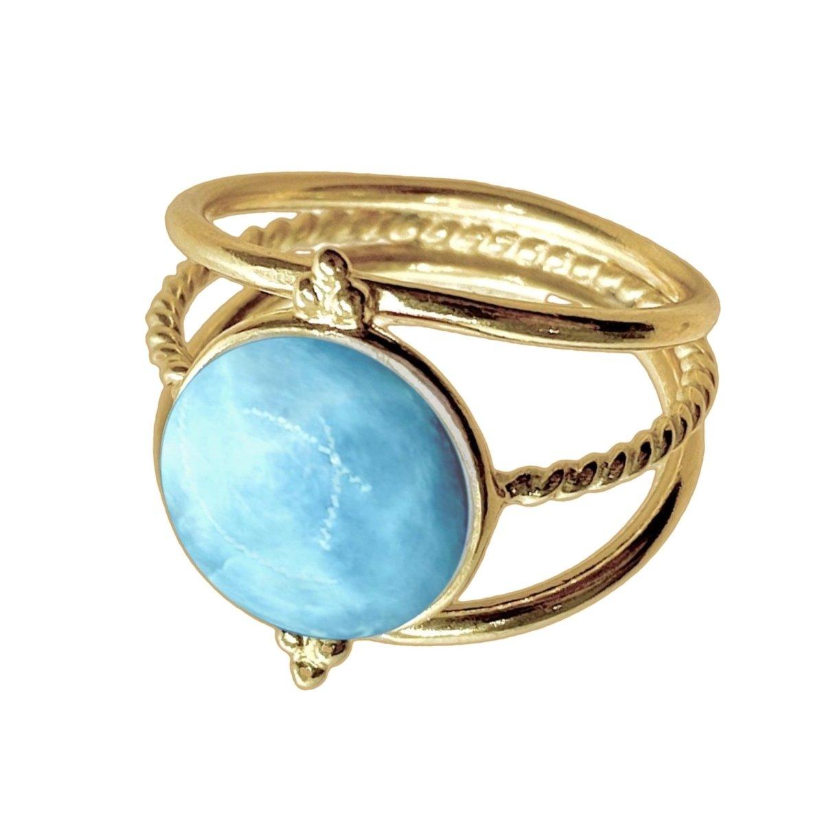 Laihas Free Spirit Gold Larimar Ring – Elegant Handmade Jewelry for Women, Perfect for Boho Style & Everyday Wear