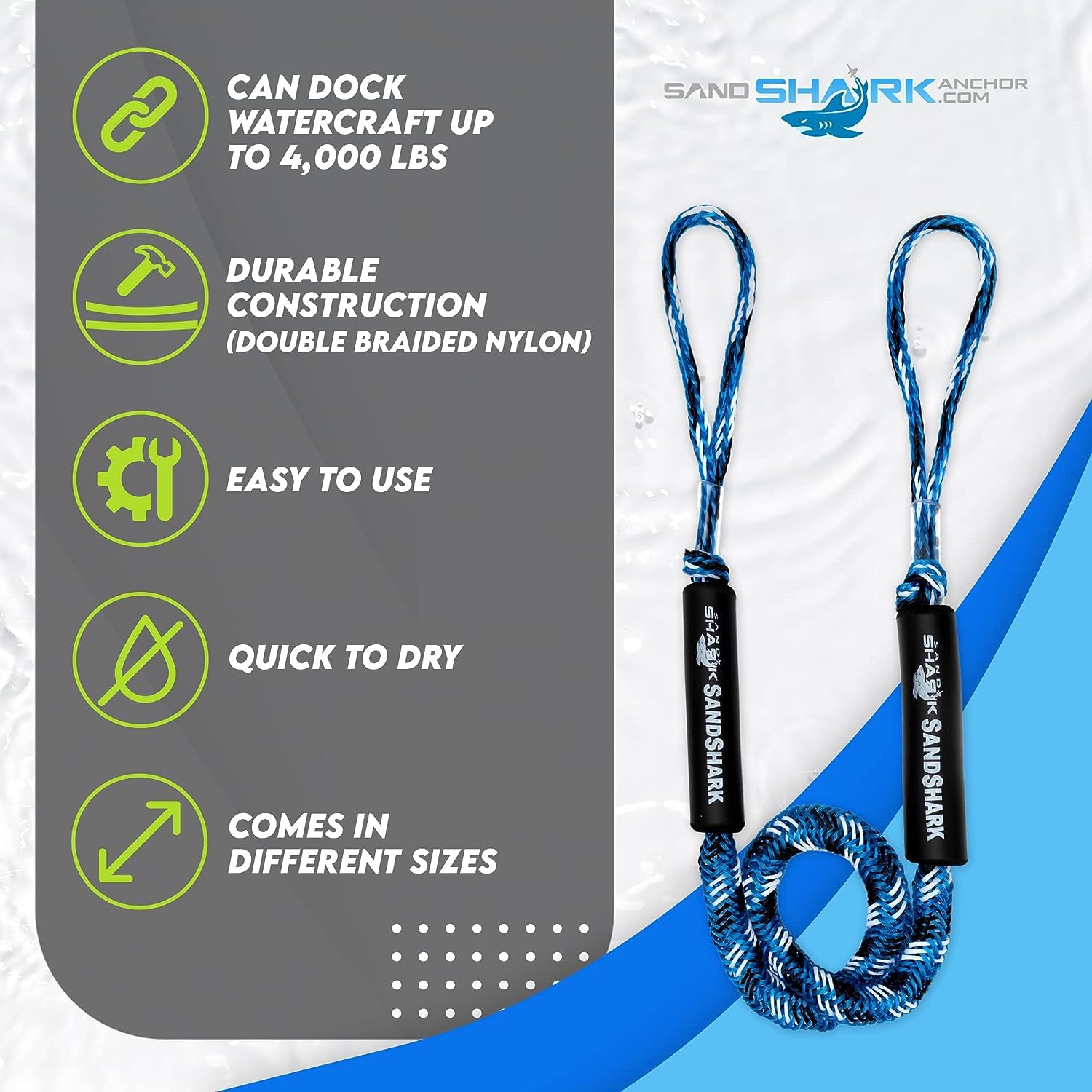 Premium Boat Bungee Dock Lines 2-Pack - Shock Absorbing Anchor Ropes for Docks & Cleats - Marine Accessories