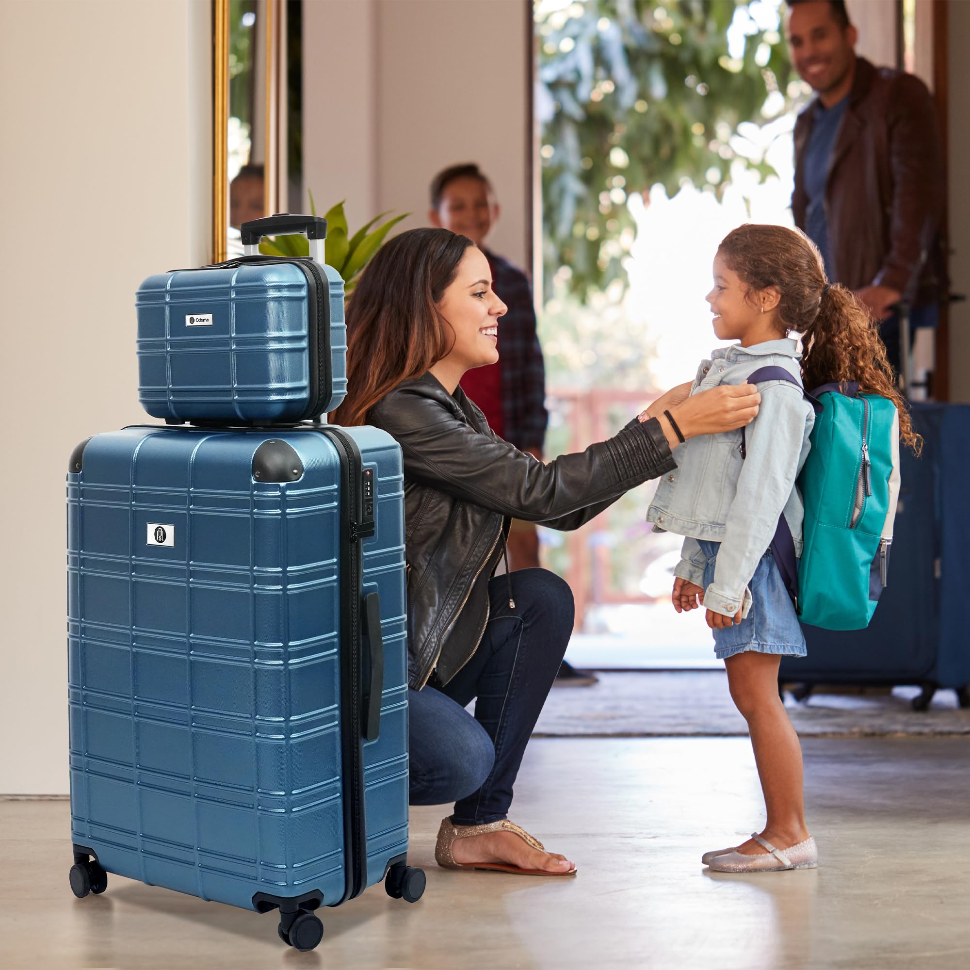 4-Piece ABS PC Lightweight Hardshell Luggage Set with Wheels & TSA Lock - Carry On Suitcase (12in, 20in, 24in, 28in) Blue - Perfect for Family Travel, Business Trips & Vacation Packing