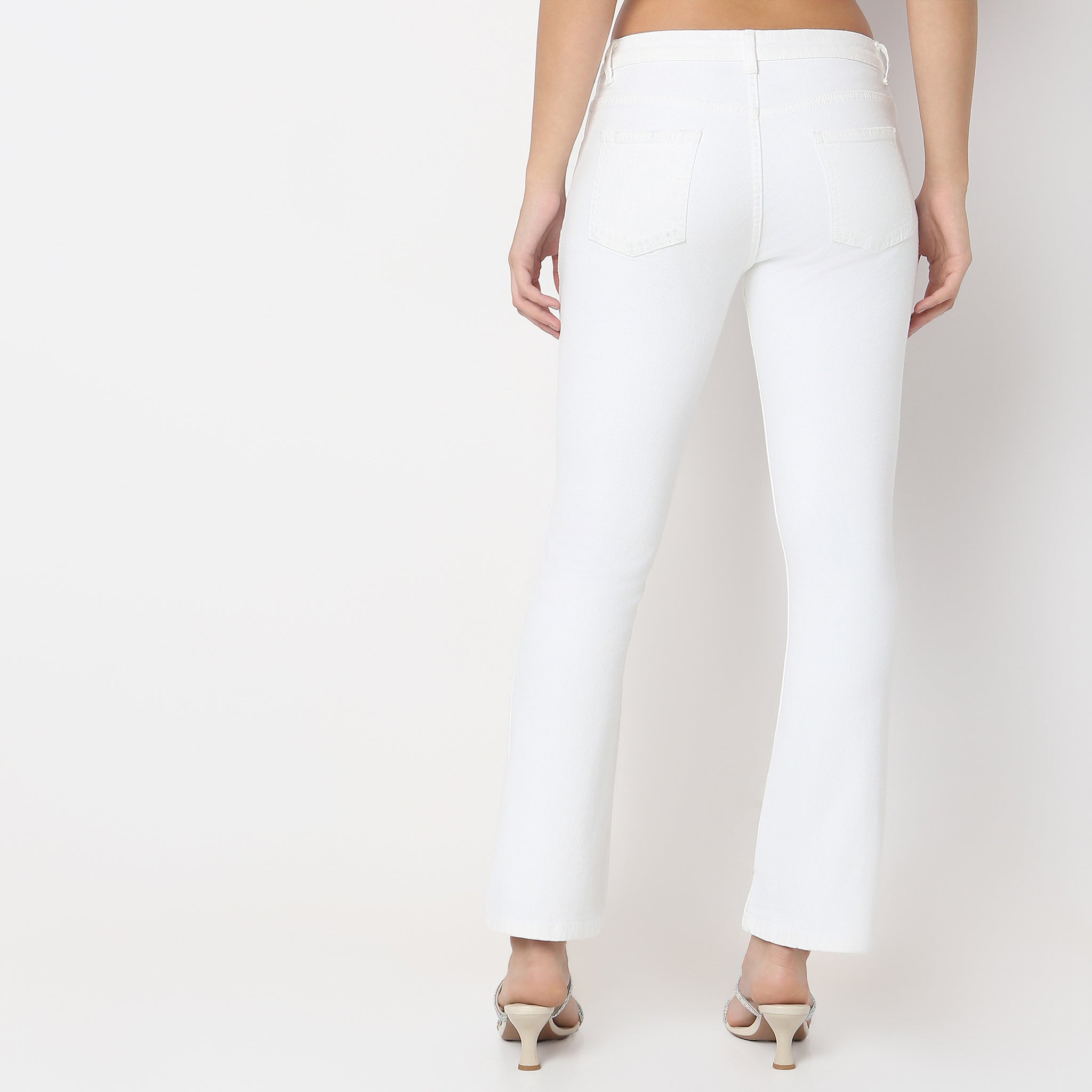 Boot Cut Solid Mid Rise Jeans for Women - Classic Denim Pants with Comfortable Fit - Perfect for Casual Wear, Office & Everyday Outfits