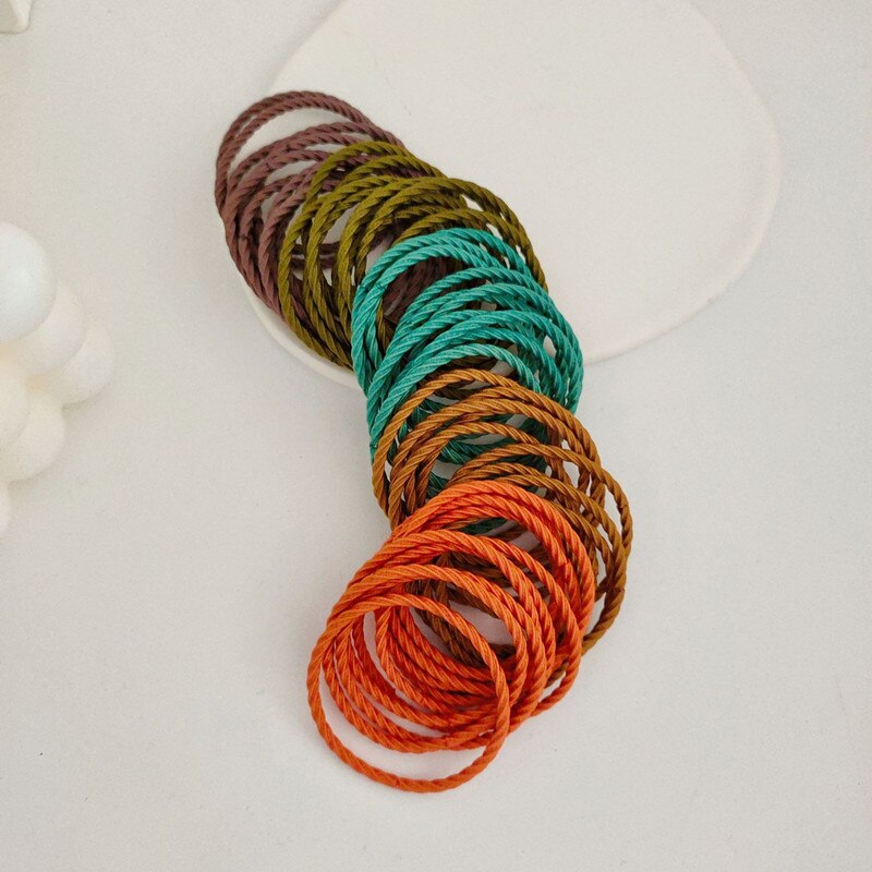 50pcs Girls Candy Color Elastic Hair Bands for Kids - Soft Stretch Hair Ties for School, Sports & Daily Hairstyles