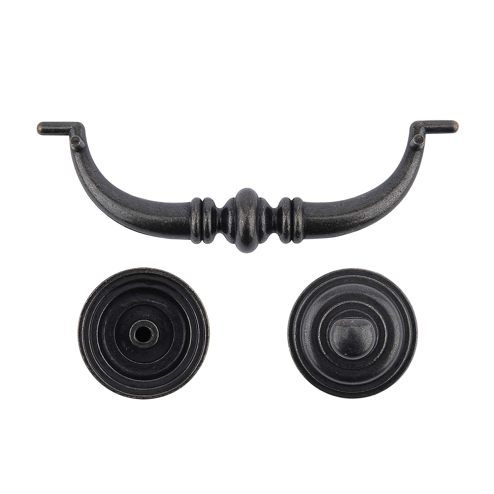 4Pcs Classic Iron Bail Drop Cabinet Pulls - Vintage Black Metal Swing Drawer Handles for Kitchen, Bathroom & Office (4-1/4