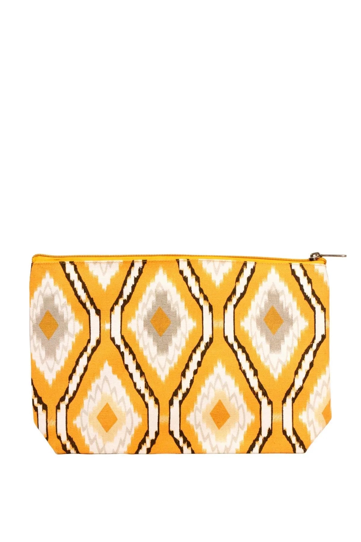 Stylish Ikat Print Cosmetic Bag for Makeup & Travel - Waterproof & Durable Organizer for Toiletries, Brushes & Essentials - Perfect for Gym, Vacation & Everyday Use