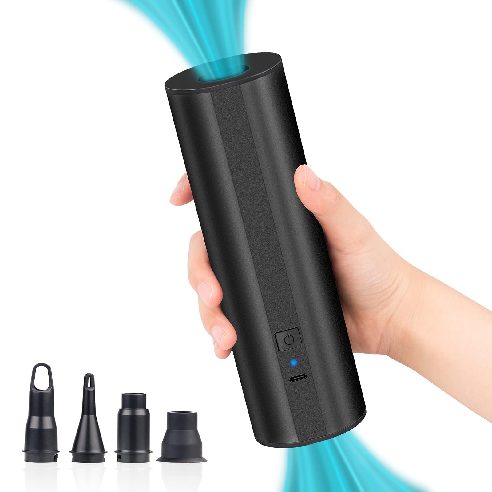 Electric Air Pump for Inflatables - 2×2000mAH Rechargeable Battery Powered Air Mattress Pump - Cordless Portable Air Pump, Quick-Fill Inflator for Camping, Pool Floats, Boats | Perfect for Outdoor Adventures, Beach Trips & Home Use