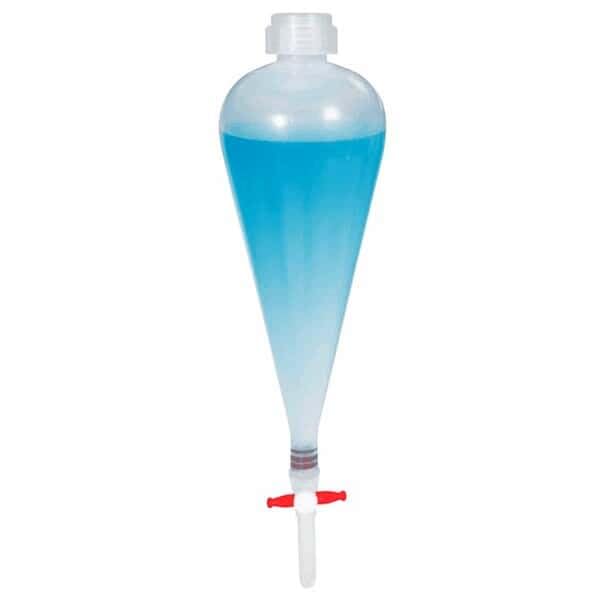 Cole-Parmer 500mL Polypropylene Separatory Funnel - 2 Pack for Laboratory Chemical Extraction & Liquid Separation