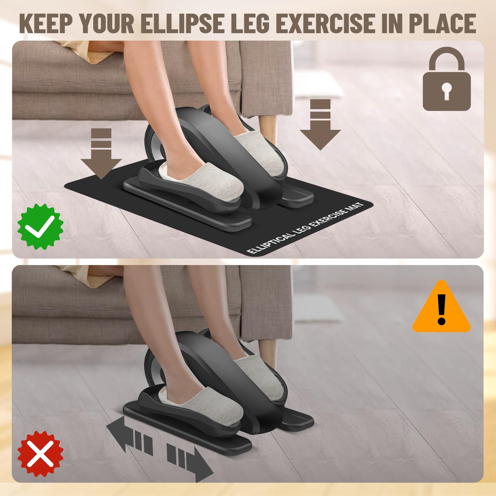 Under Desk Elliptical Machine - Quiet Portable Mini Exercise Bike for Office & Home Workouts | Non-Slip Floor Mat for Home Gym, Desk Cycling & Small Spaces | Perfect for Sedentary Workers & Home Fitness