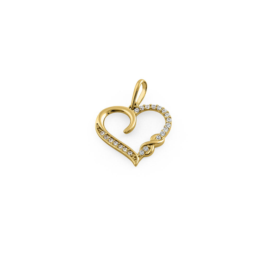 14K Solid Yellow Gold Infinity Heart CZ Pendant Necklace for Women - Elegant Cubic Zirconia Jewelry Gift for Anniversary, Valentine's Day & Special Occasions