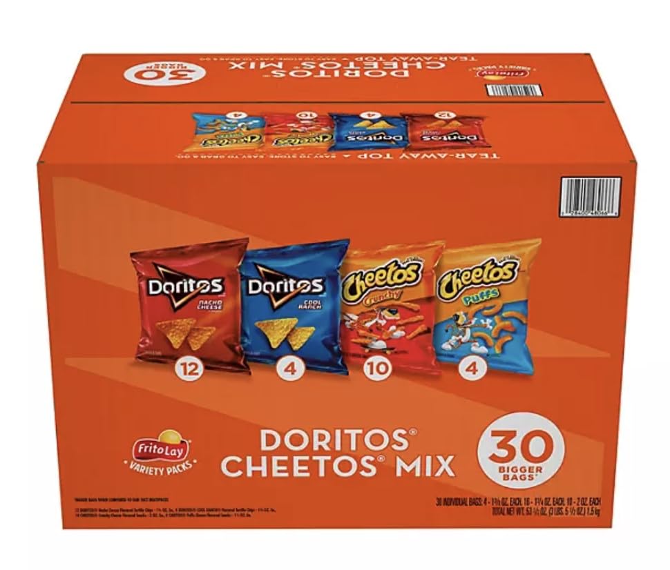 Doritos & Cheetos Variety Pack Snacks - 30 Count Mixed Chips | Perfect for Parties, Movie Nights & Office Snacking
