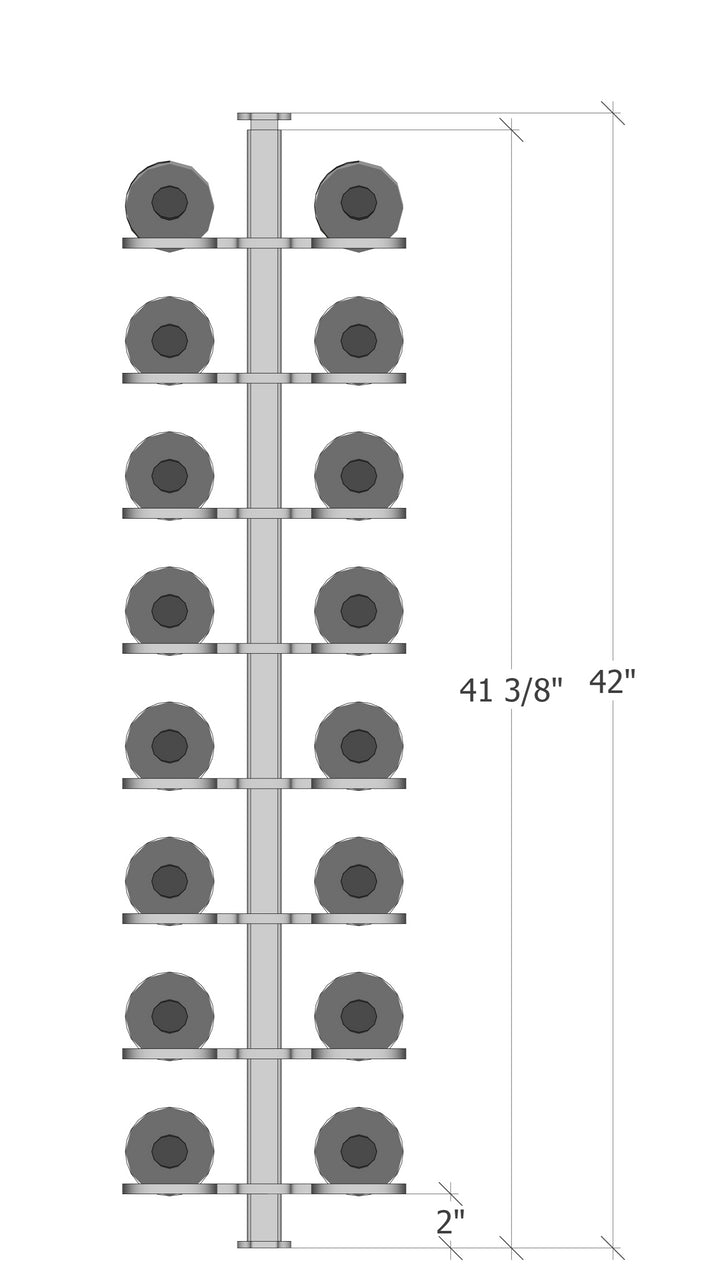 Urban Ironcraft Floor to Ceiling Wine Racks - Double Bottle Divide Pillar Series | Space-Saving Wine Storage for Home, Restaurant & Bar Organization
