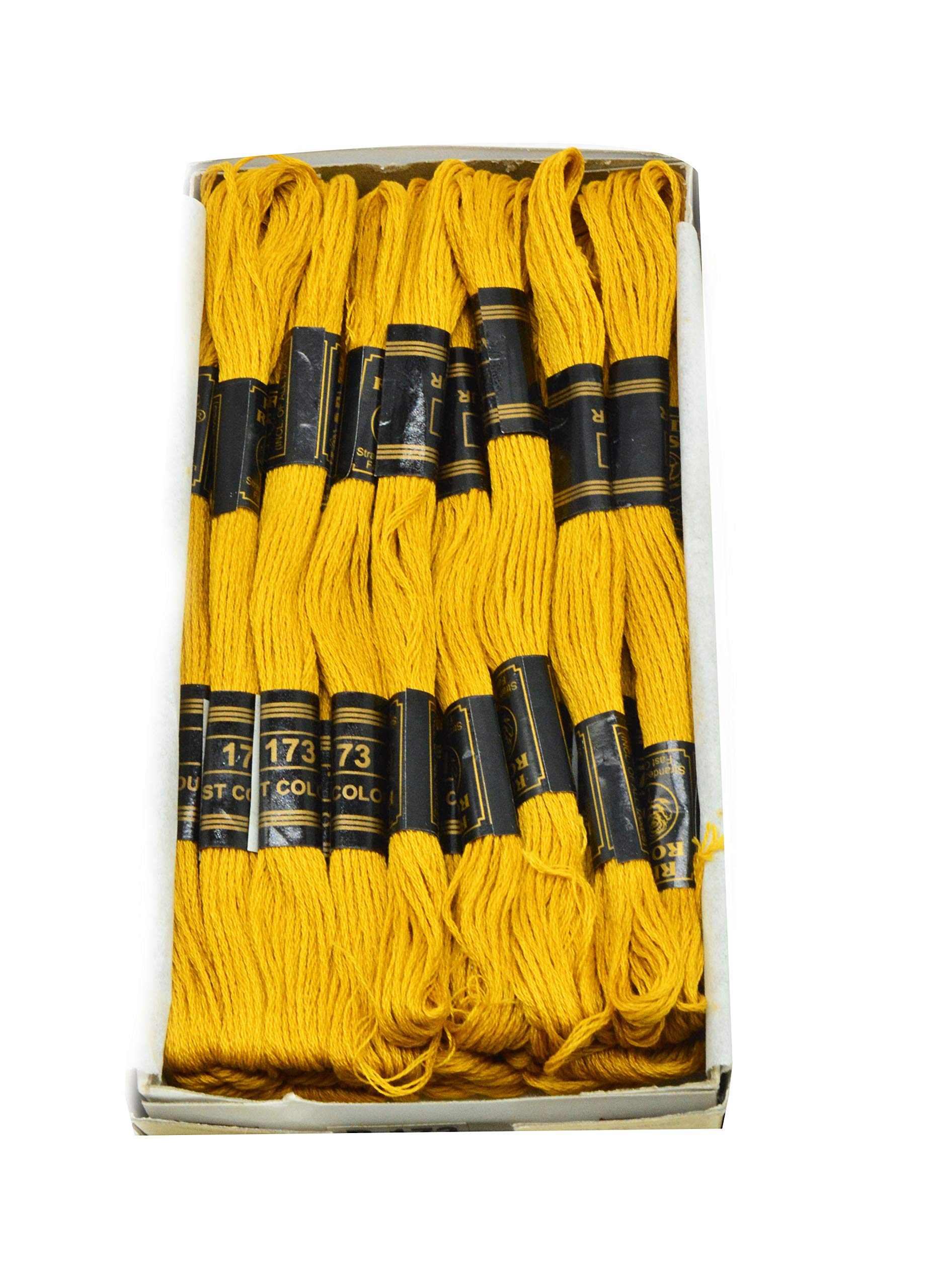 Goelx 25 Skeins Embroidery Thread Set - Polyester Cotton Blend Floss in Yellow, Orange & Gold for Jewelry Making, DIY Crafts, Cross Stitch & Hand Sewing - Perfect for Scrapbooking, Gift Wrapping & Home Decor Projects