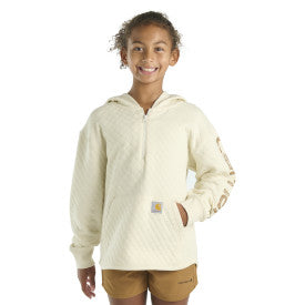 Youth Girls Long Sleeve Quilted Jersey 1/2 Zip Sweatshirt - Soft & Warm Pullover Hoodie for Teen Girls, Cozy Winter Layering Top in Turtledove - Perfect for School, Outdoor Activities & Casual Wear