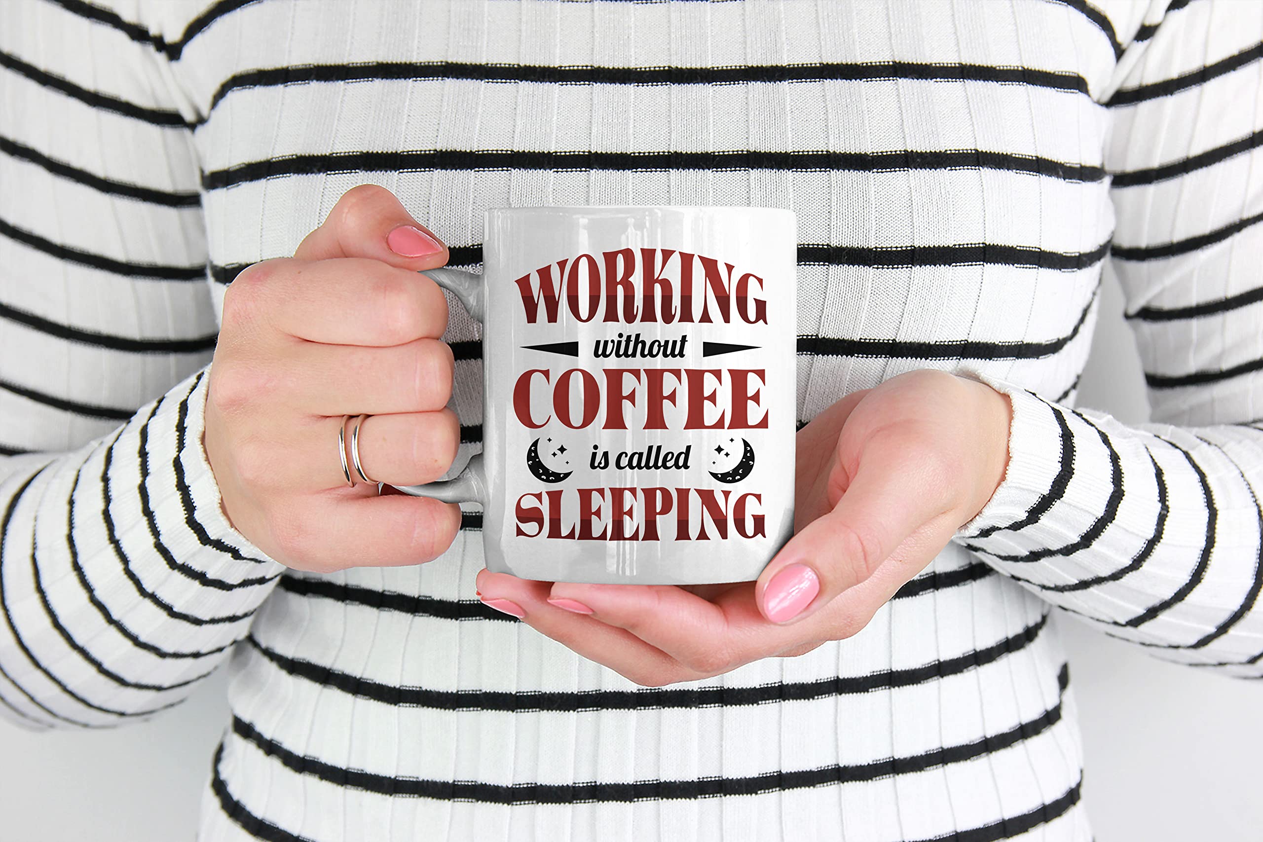 Funny Coffee Mug - 'Working Without Coffee Is Called Sleeping' - 11oz Ceramic Tea & Coffee Cup for Office, Desk, or Home Use - Perfect Gift for Coffee Lovers & Coworkers