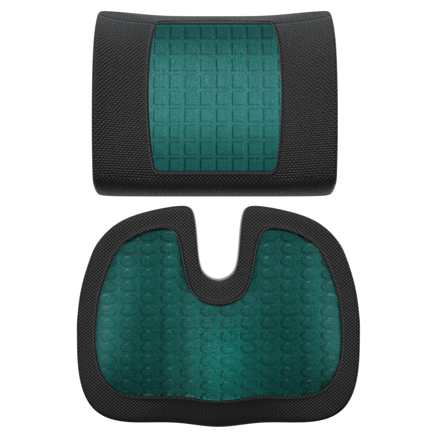 Amazon Basics Comfortable Seat Cushion & Lumbar Support for Office Chairs - Gel Enhanced Memory Foam Cushion Set of 2, Black Rectangular - Perfect for Office, Gaming, Car & Home Use