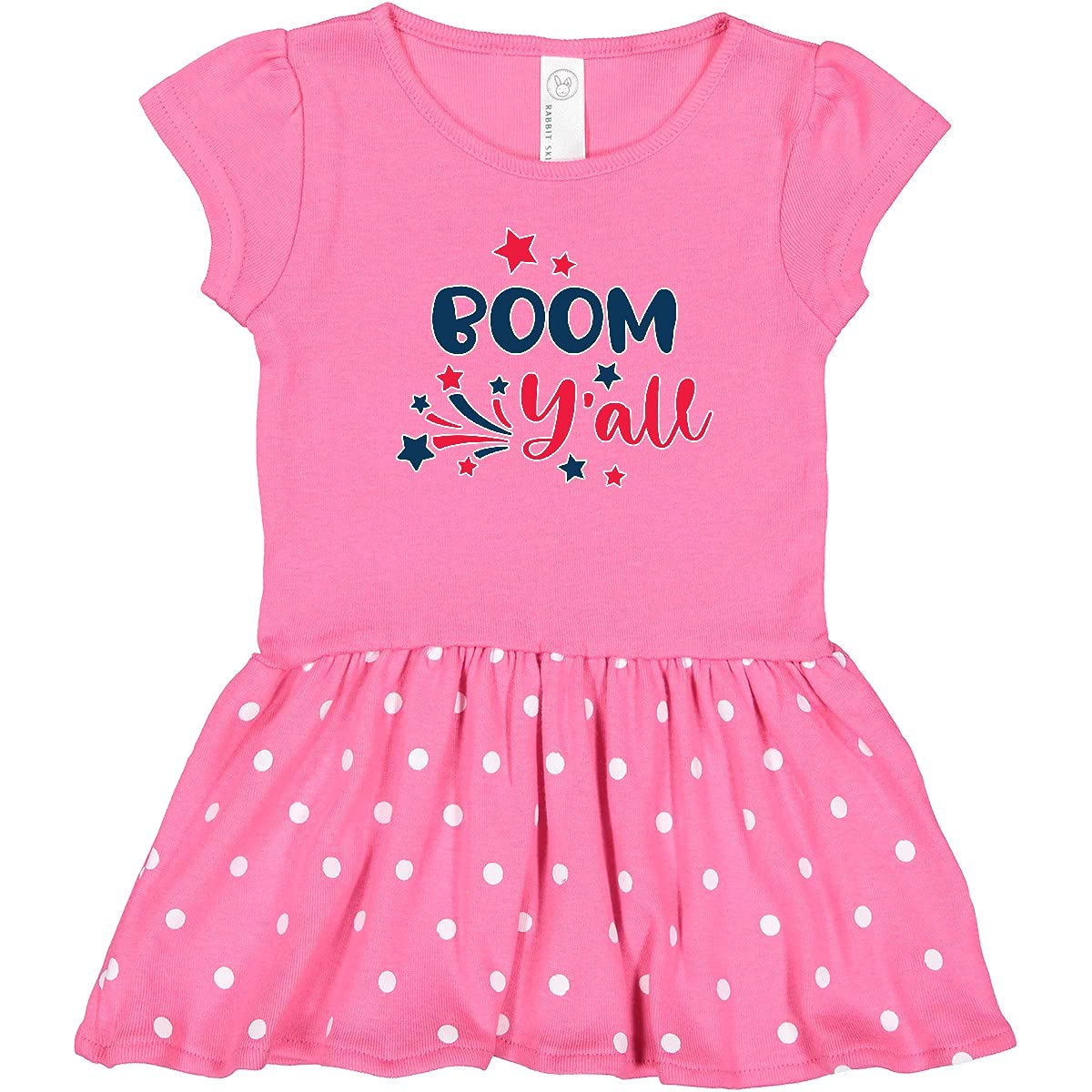 Inktastic 4th of July Boom Y'all Patriotic Toddler Dress - Red White & Blue Stars Outfit for Girls & Boys - Perfect for Independence Day Celebrations, Family BBQ & Fireworks Show