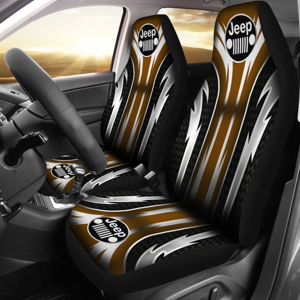 2 Front Jeep Seat Covers in Brown (144627) - Durable & Custom Fit for Wrangler, Cherokee & Grand Cherokee - Perfect for Off-Roading, Camping & Daily Commute