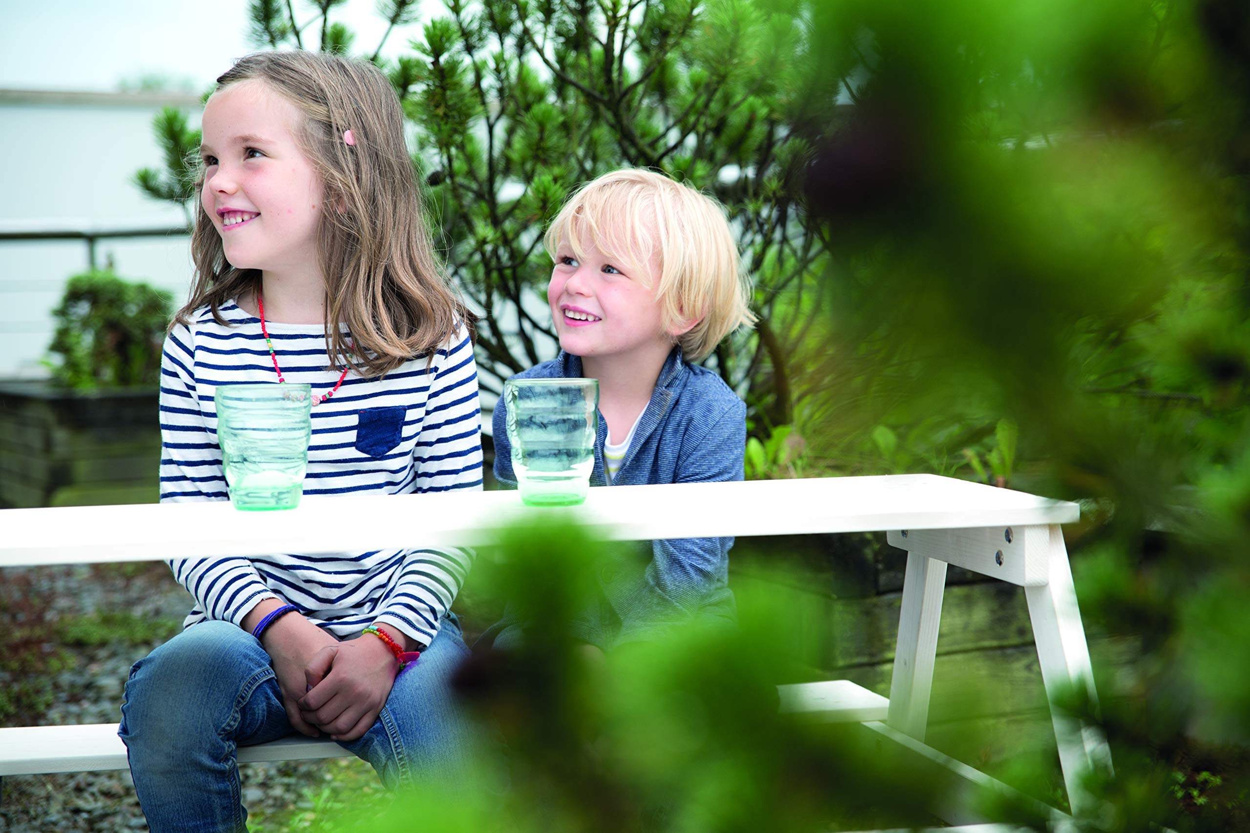Wooden Kids Picnic Table Set for 4 - Outdoor Children's Play Table with 2 Benches - Weatherproof Grey Play Furniture for Backyard, Garden & Indoor Use - Perfect for Playdates, Snack Time & Outdoor Activities
