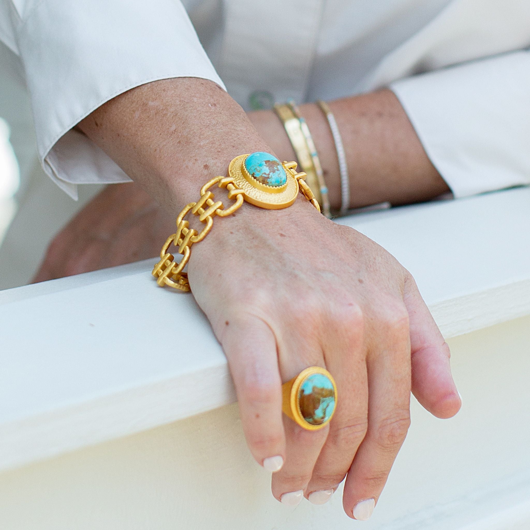 Meet Me in Mykonos Turquoise Chain Bracelet - Stylish Bohemian Jewelry for Women, Perfect for Beach Vacations & Summer Outfits