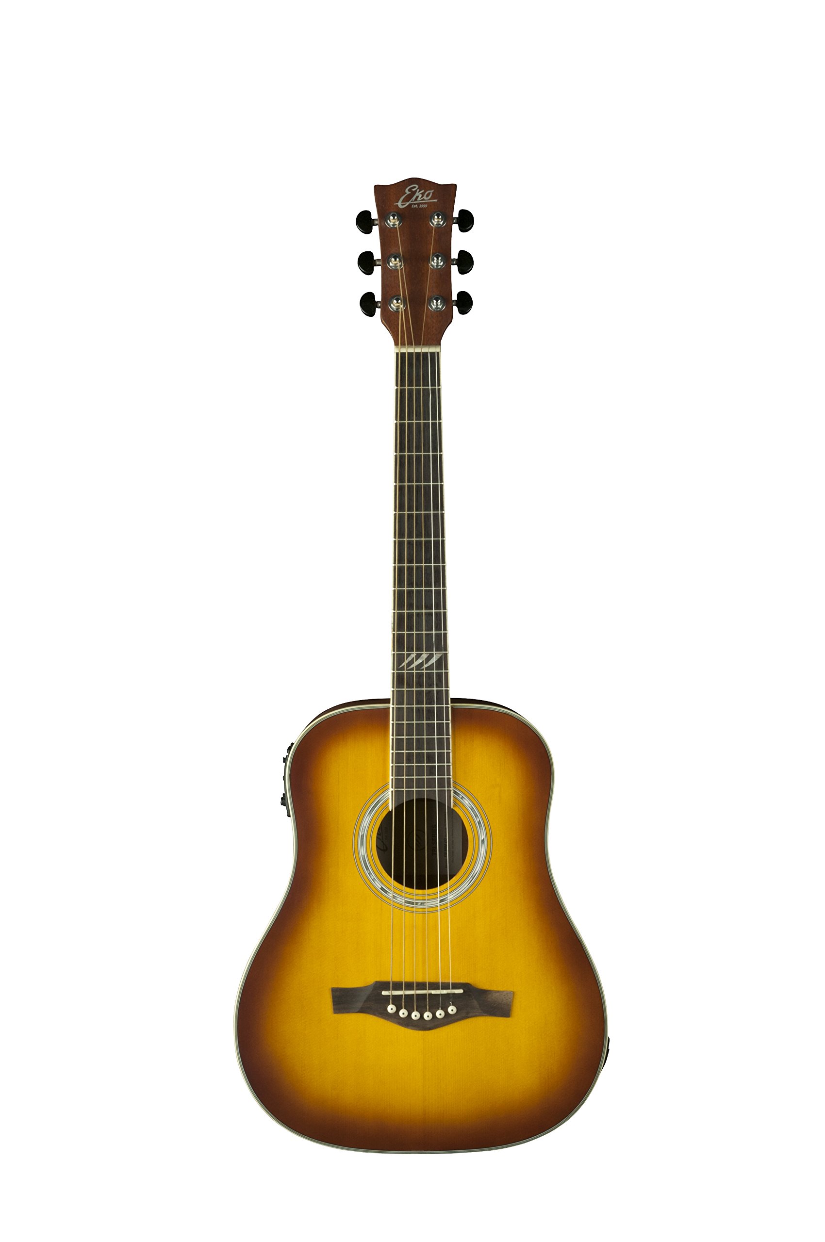 TRI Series Mini Dreadnought Acoustic-Electric Guitar - Honey Burst Finish | Perfect for Travel, Camping & Beginner Guitar Players | High-Quality Sound & Portable Design