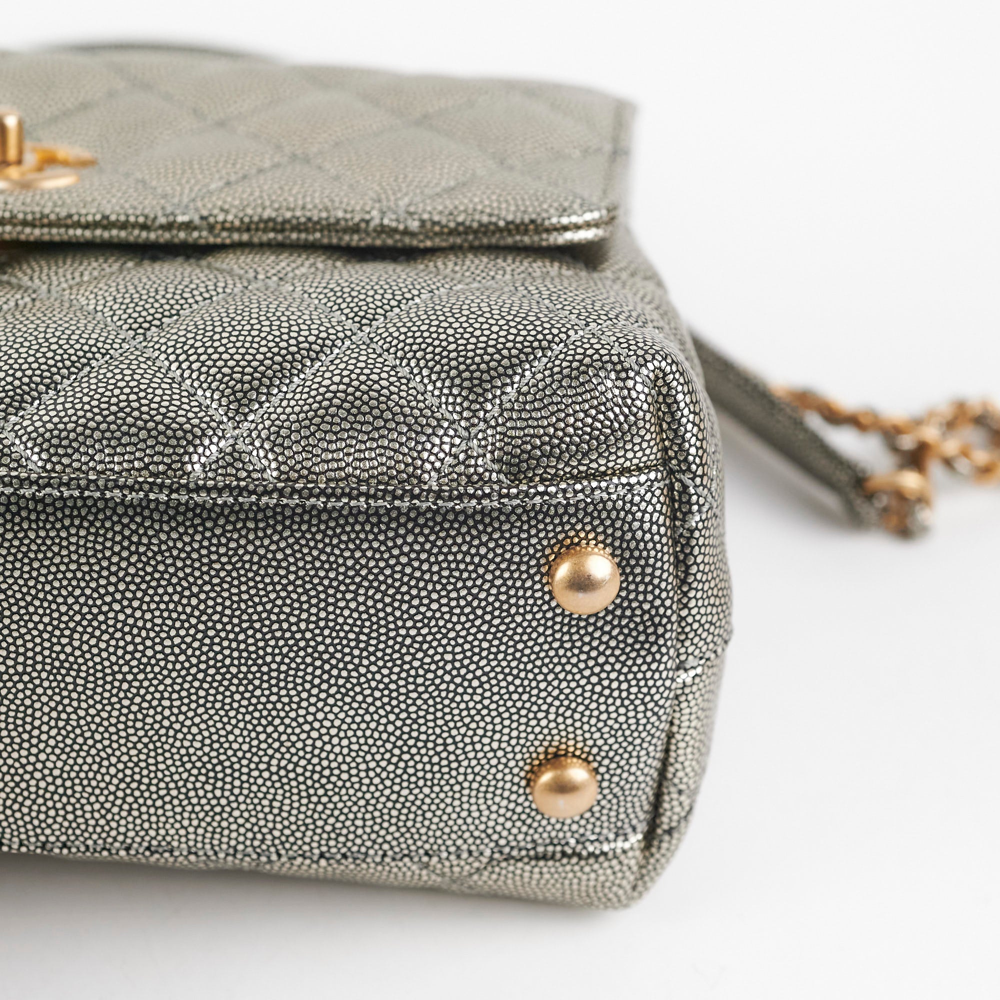 Chanel Small Coco Handle Bag in Metallic Silver - Luxury Crossbody Purse for Women | Perfect for Evening Parties, Date Nights & Special Occasions