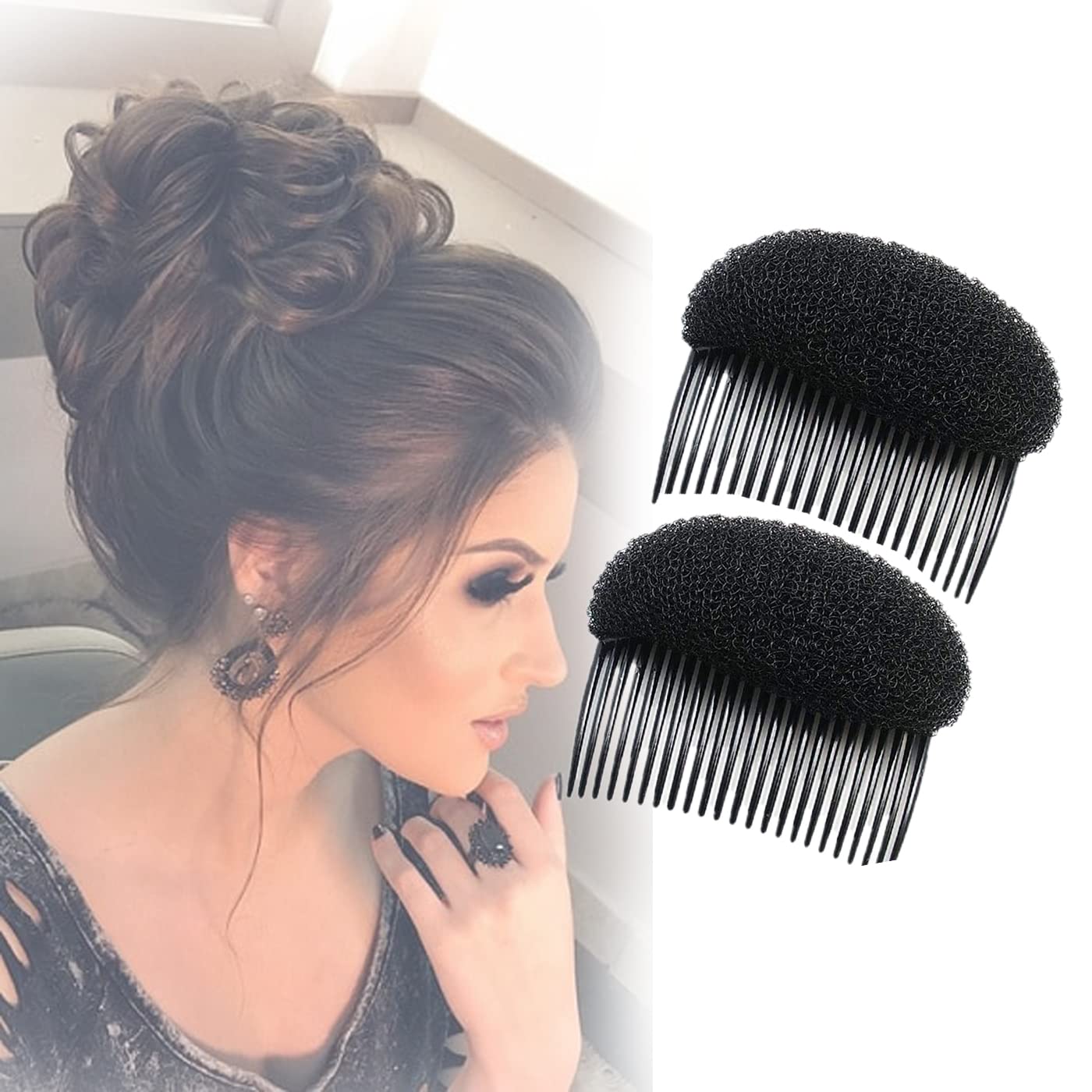 LEYSIN 2-Piece Hair Volumizer Set - Bump It Up Styling Clip, Bun Maker & Braid Insert Tool for Women | Hair Accessories for Volume & Updos (Great for Parties, Weddings & Everyday Styling)