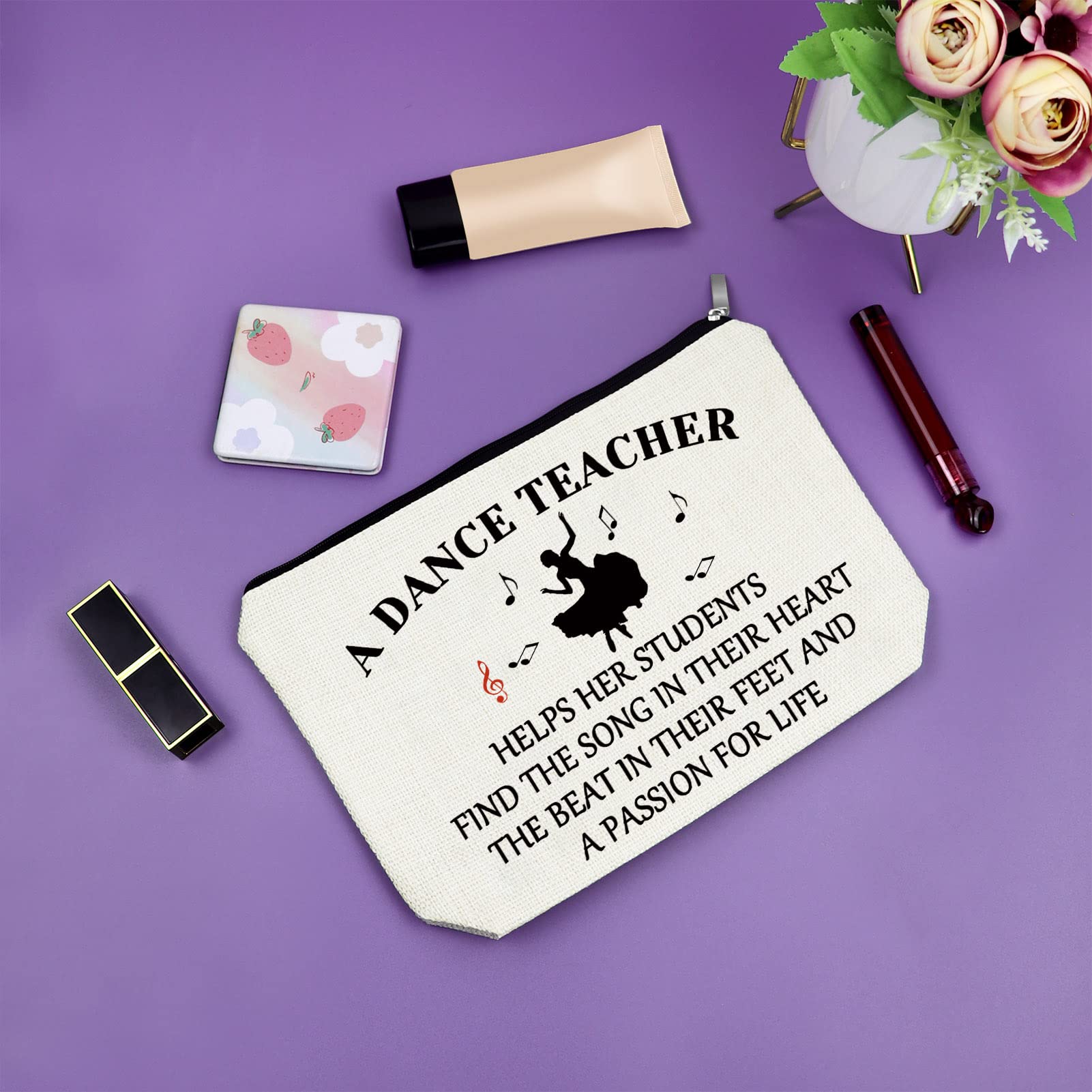Stylish Sazuwu Makeup Bag & Travel Pouch - Perfect Dance Teacher Gift for Women (Birthday, Thank You, Holiday Present) - Ideal for Dance Classes, Travel & Everyday Use